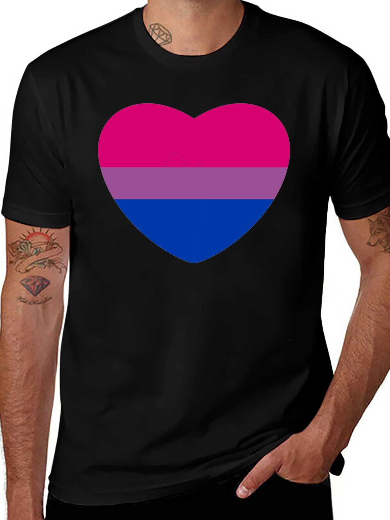 Variant 18 of Bisexual Pride Heart Graphic Tee - Black