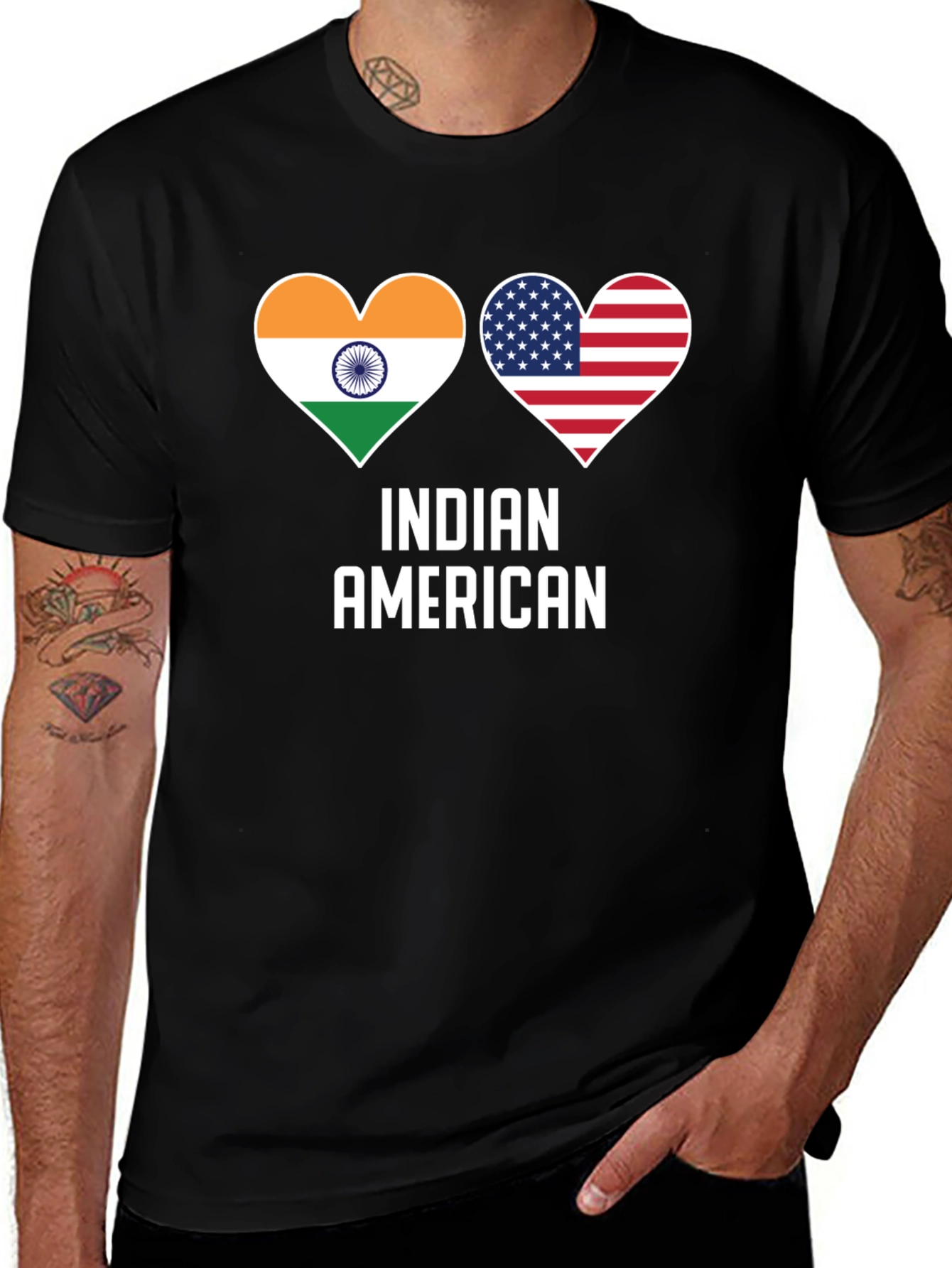 Indian American Flag Heart T-Shirt