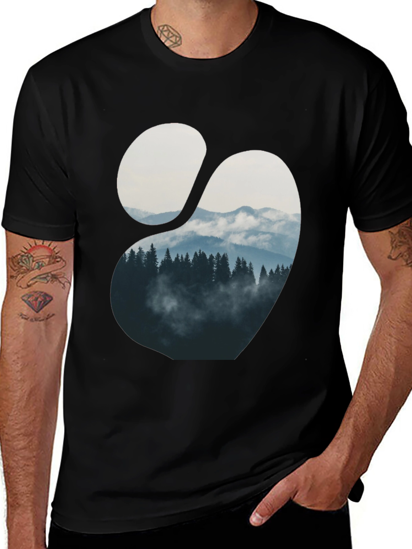 Variant 28 of Mountain View Graphic Tee - Men's Black T-Shirt