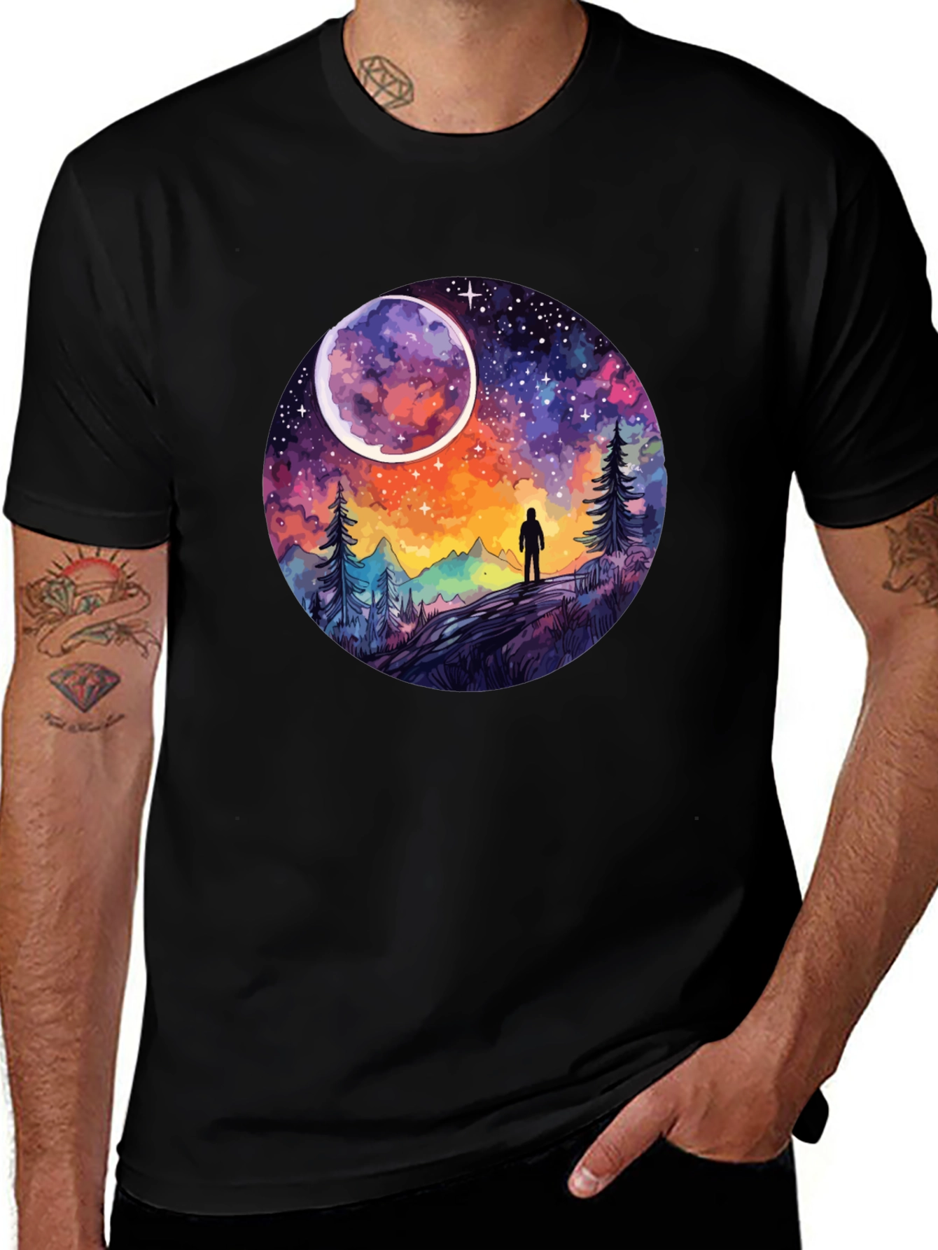 Variant 27 of Cosmic Wanderer Graphic Tee - Unisex Black T-Shirt