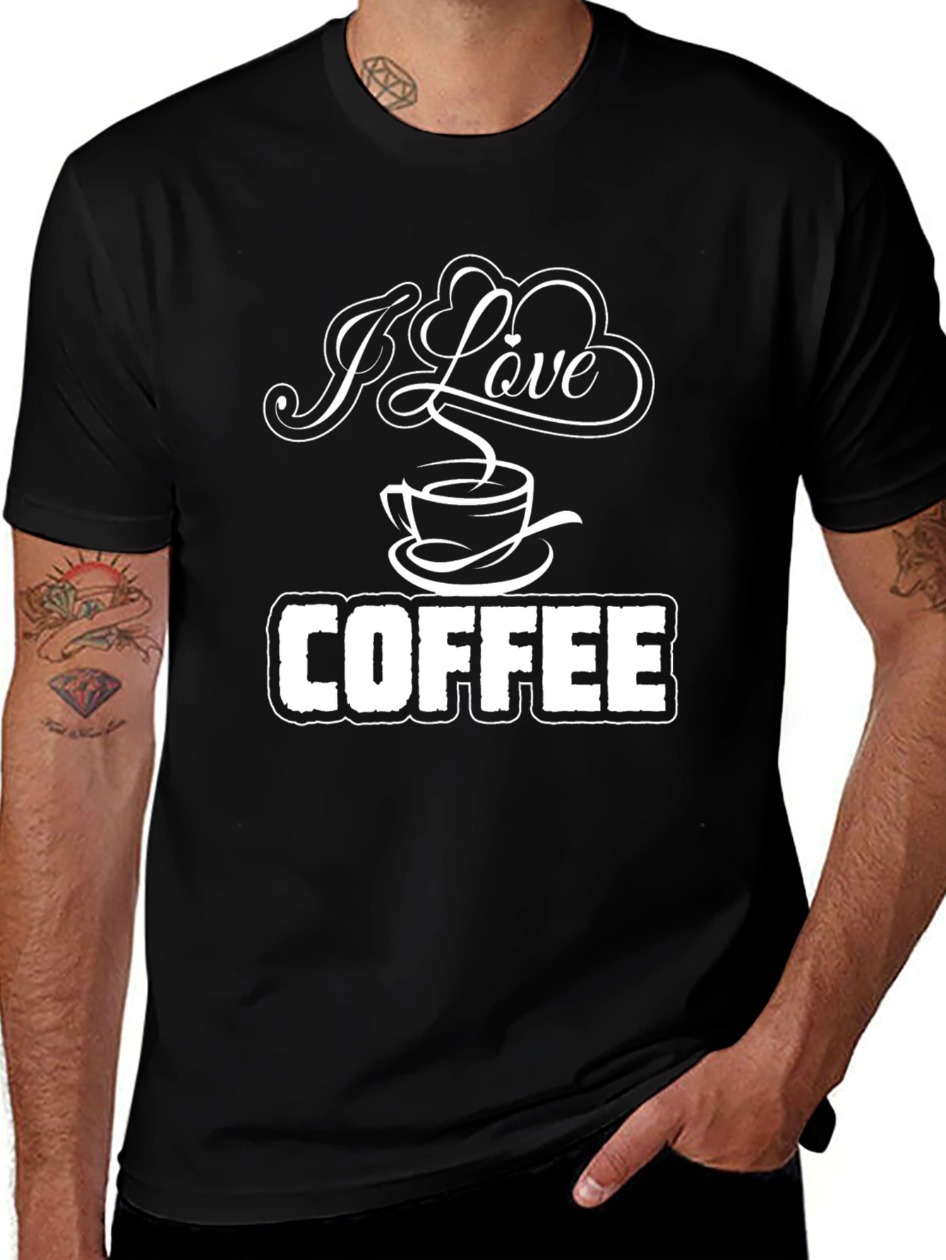 I Love Coffee Graphic Tee - Casual Black T-Shirt