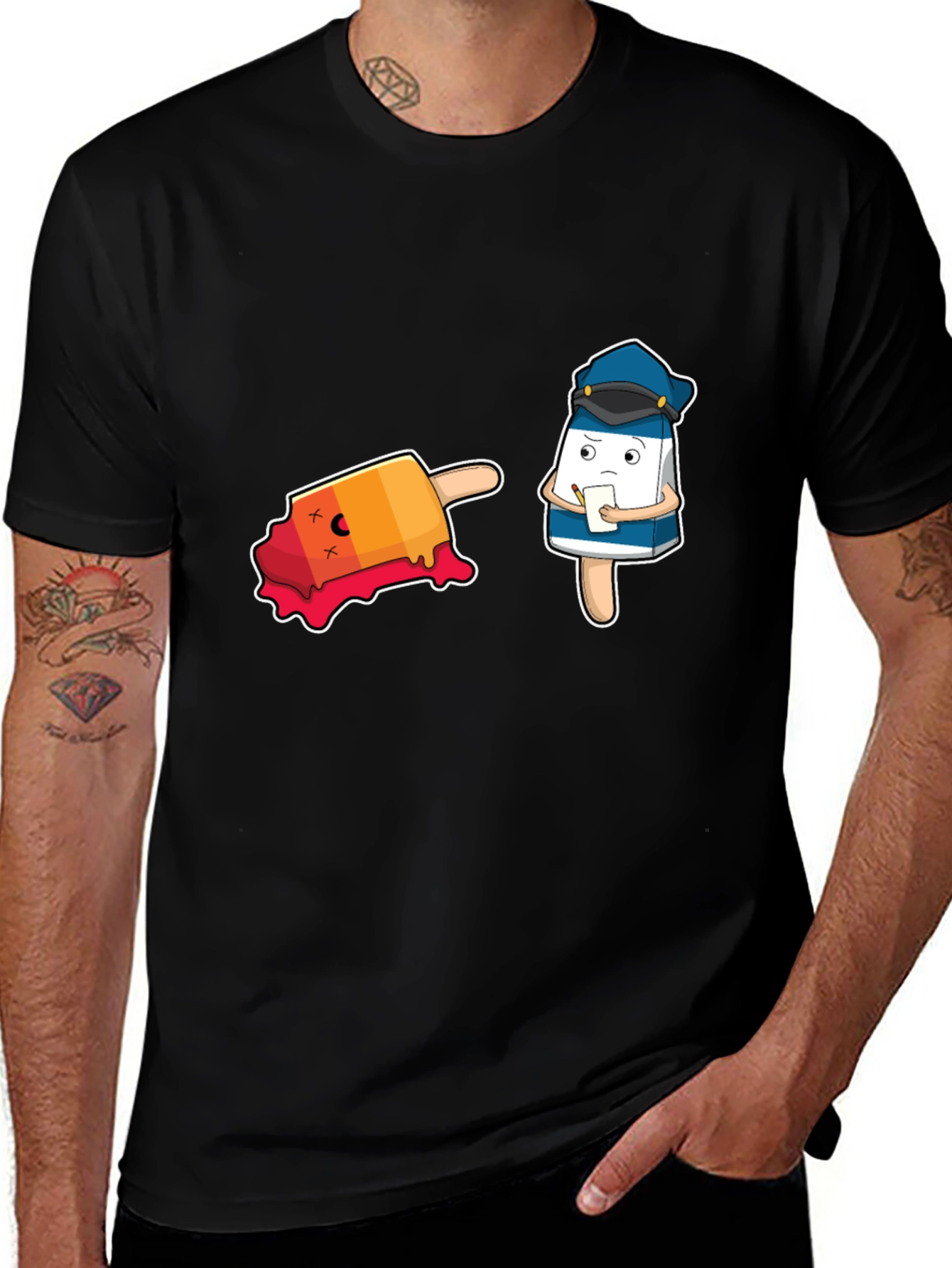 Variant 15 of Funny Cartoon Ice Cream Police T-Shirt