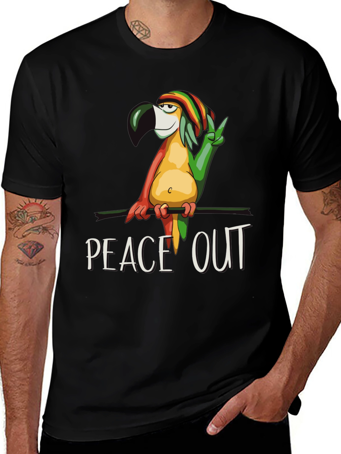 Variant 19 of Peace Out Parrot Graphic T-Shirt