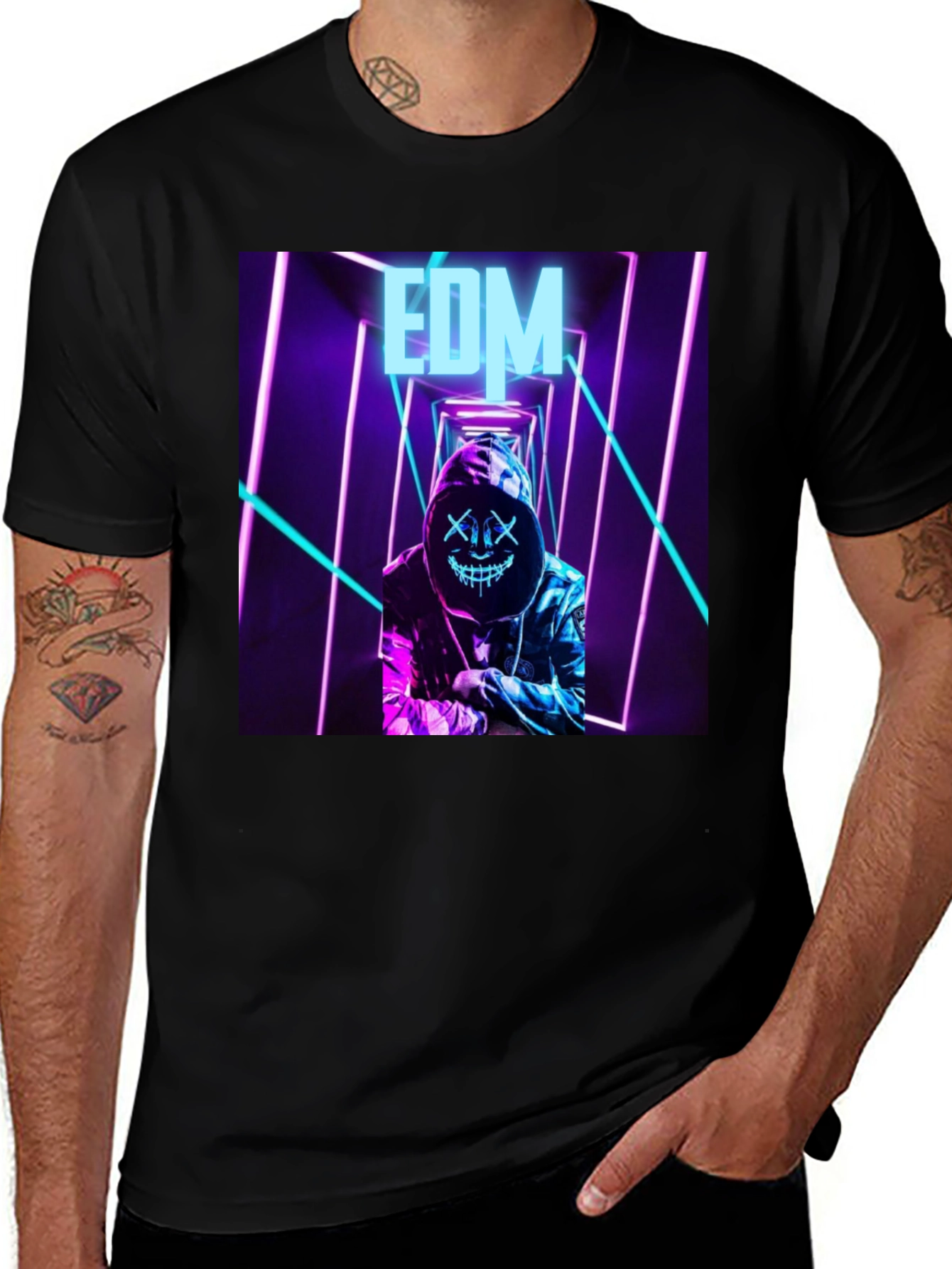 EDM Neon Graphic Black T-Shirt