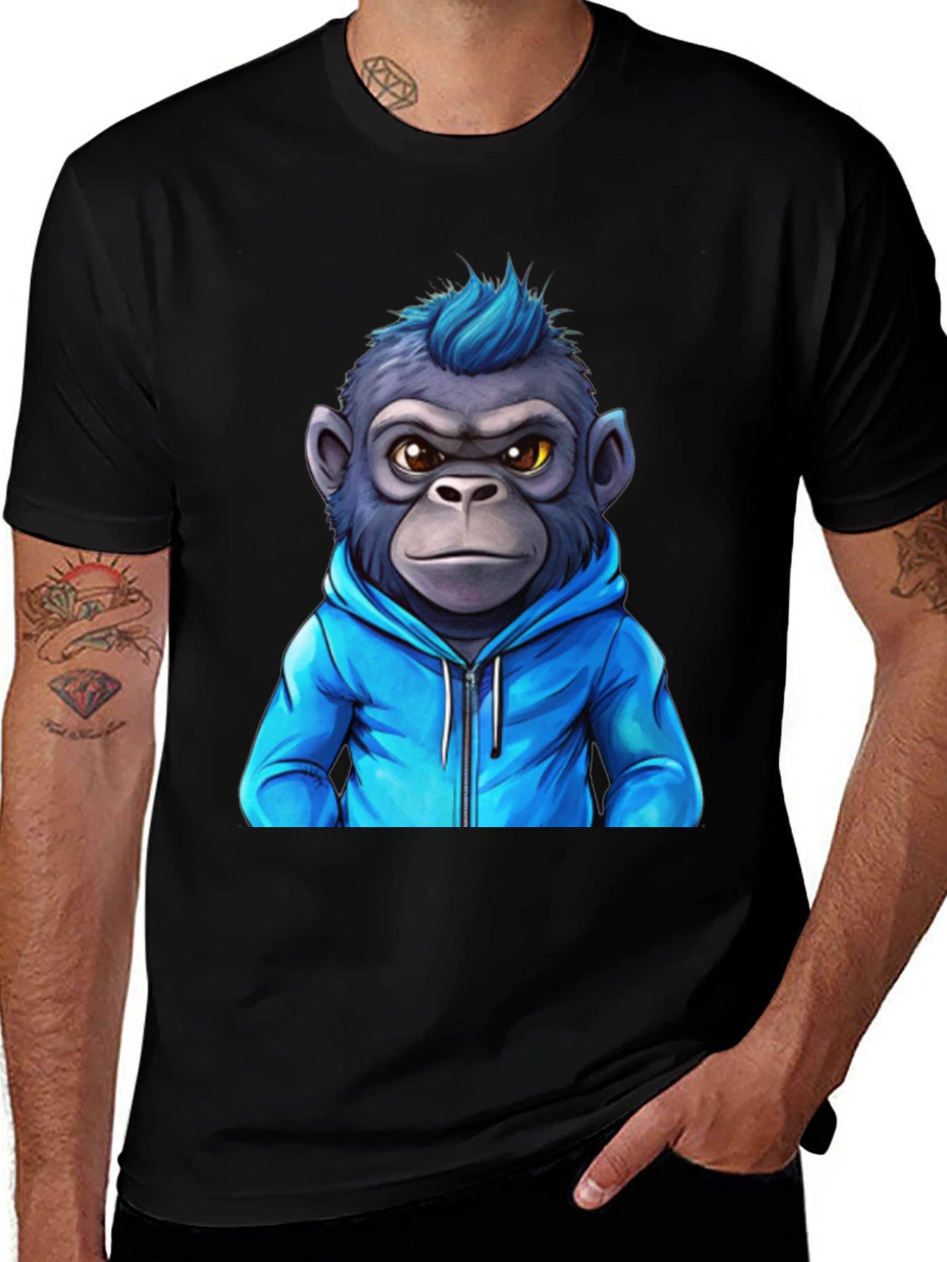 Variant 29 of Cool Monkey Graphic Tee - Casual Black T-Shirt