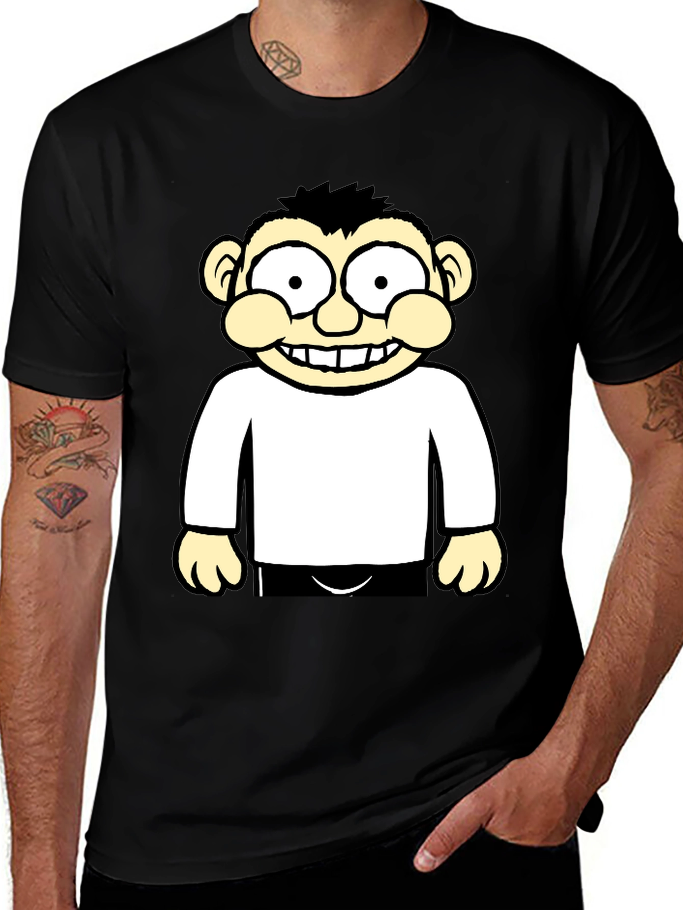 Variant 30 of Cartoon Character Graphic Print Black Tee