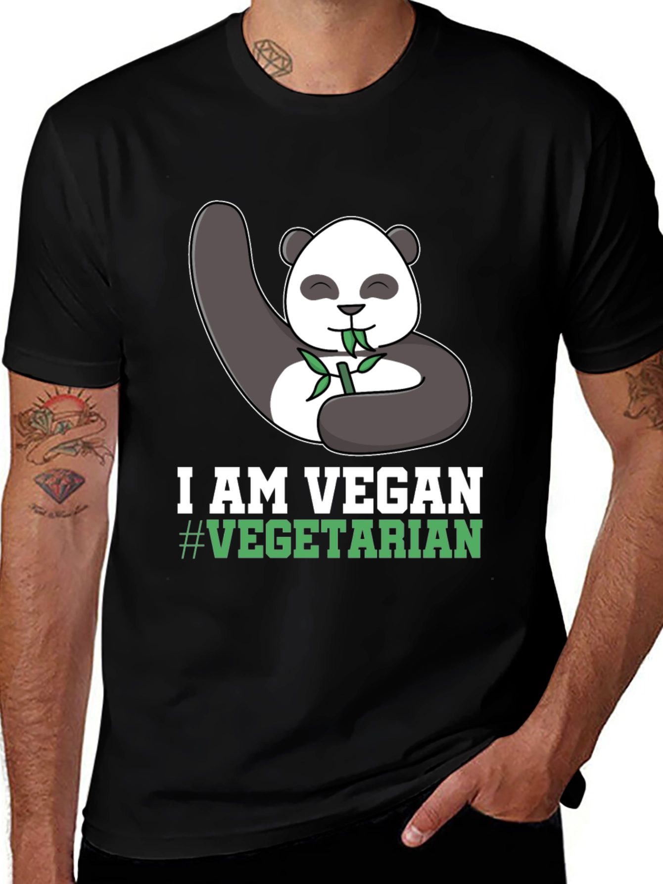 Vegan Vegetarian Panda Graphic T-Shirt