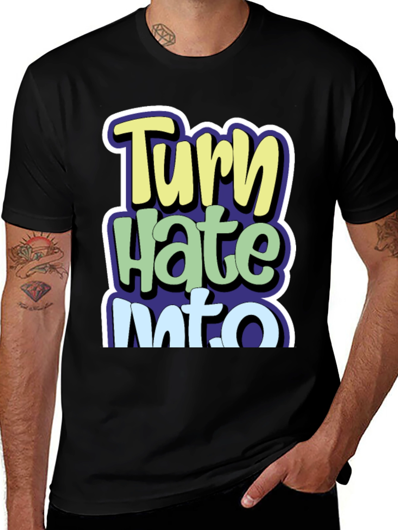 Variant 24 of Turn Hate Into Love Graphic Tee - Positive Vibes