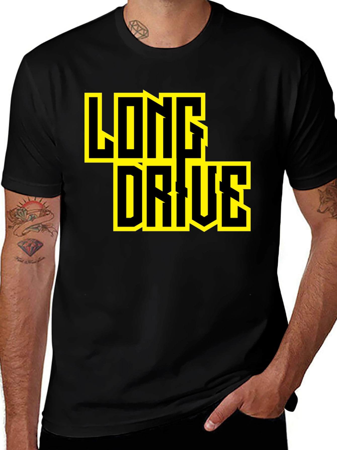 Variant 15 of Long Drive Graphic T-Shirt - Bold Yellow Print