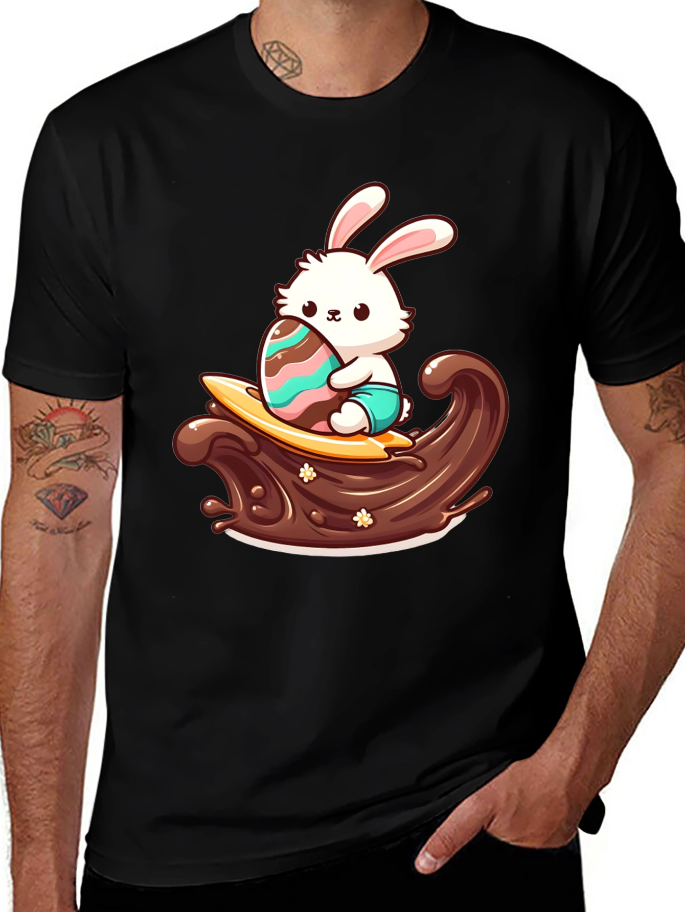 Variant 22 of Bunny Surfing Chocolate Wave T-Shirt
