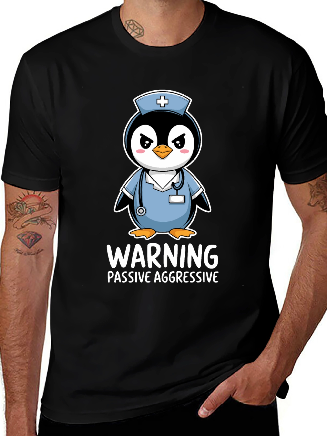 Variant 6 of Warning Passive Aggressive Nurse Penguin T-Shirt