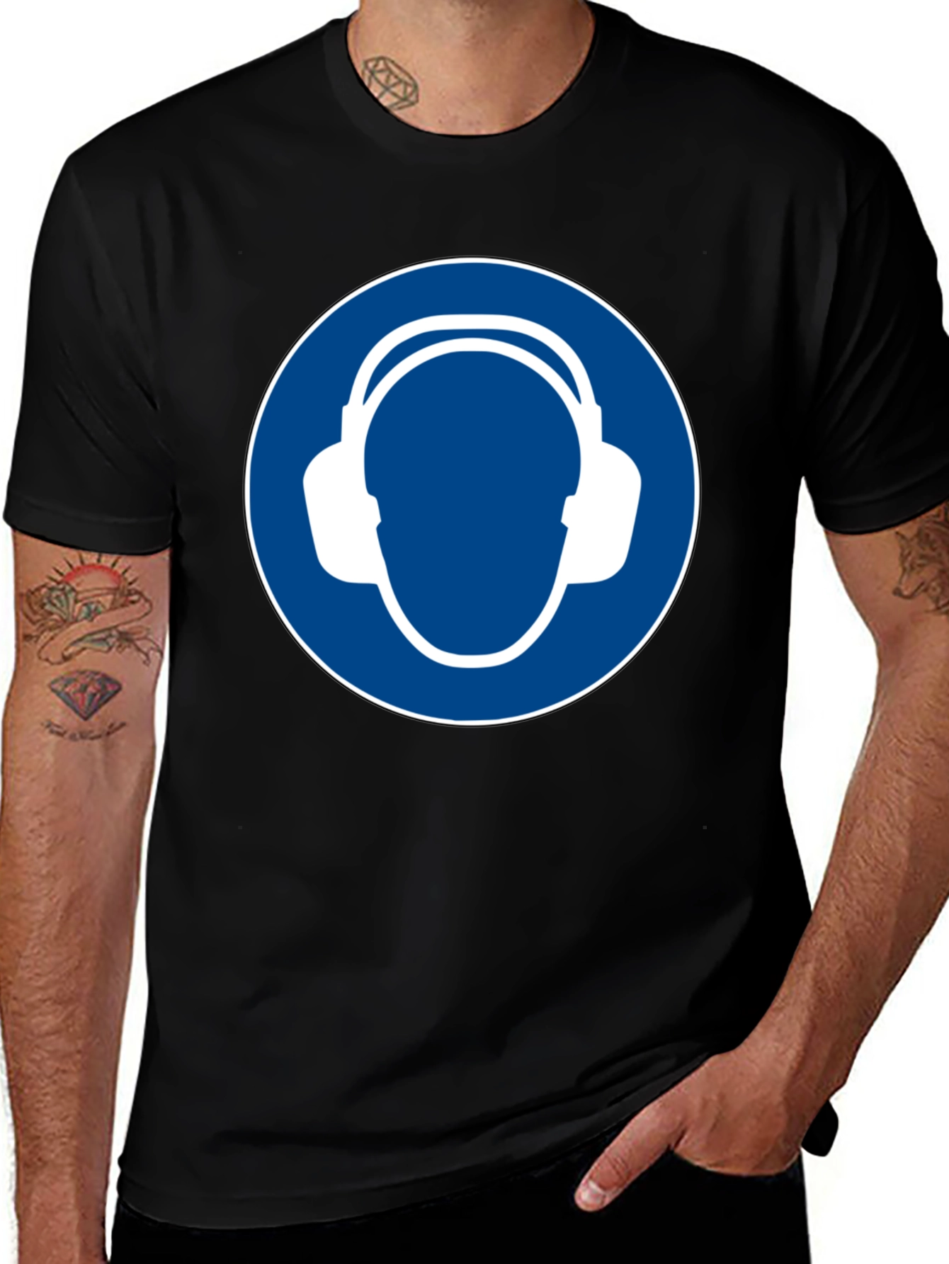 Variant 17 of Wear Ear Protection Black T-Shirt