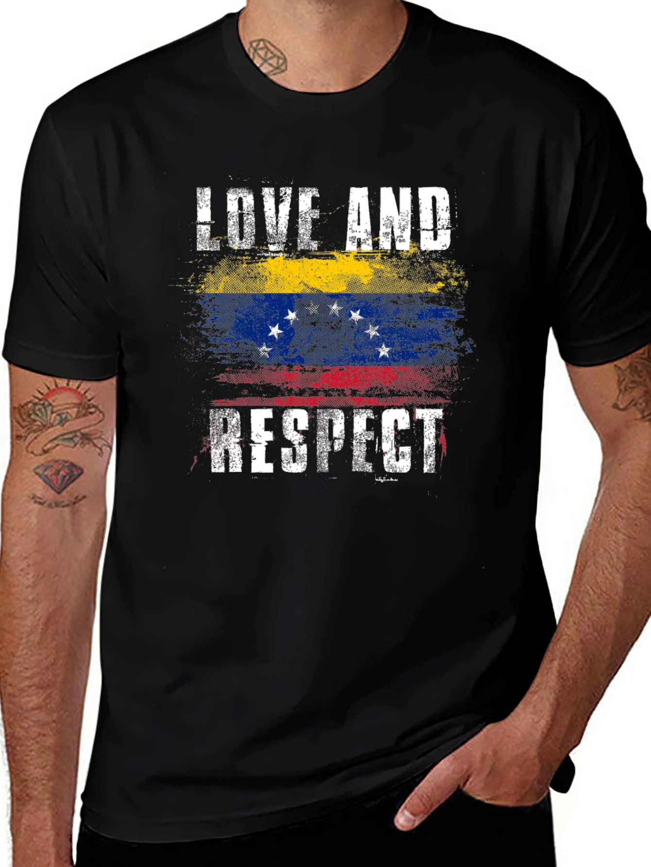 Venezuela Flag Love and Respect Graphic T-Shirt