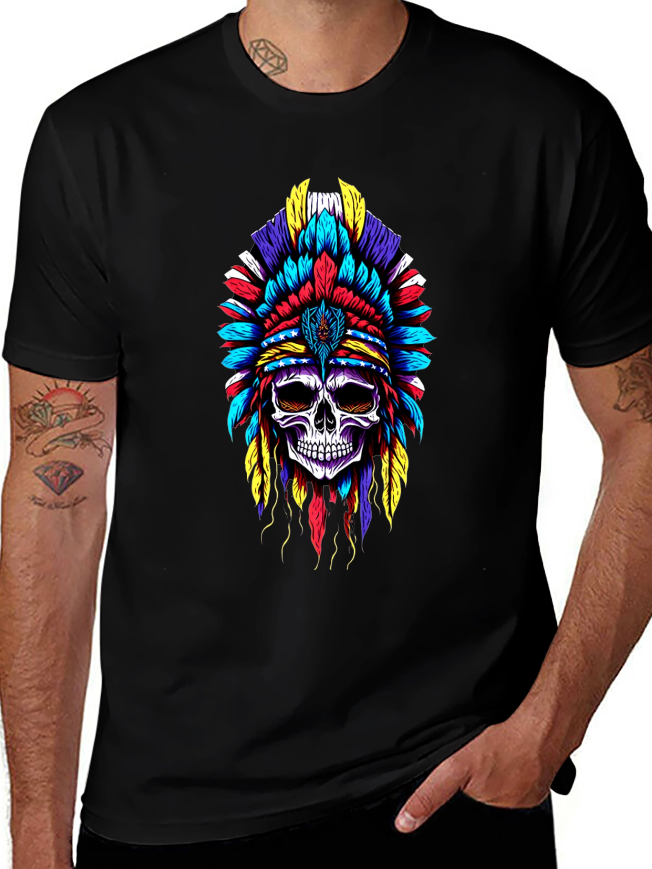Variant 27 of Skull Headdress T-Shirt - Colorful Graphic Tee