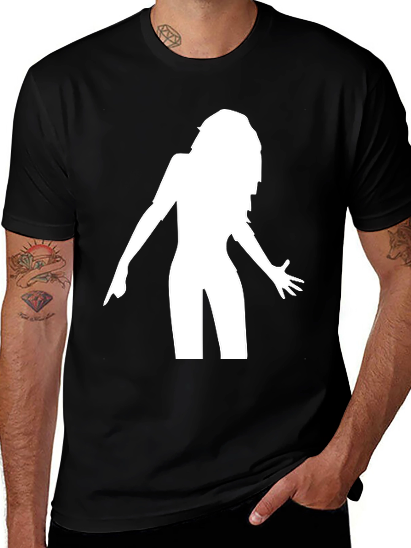 Variant 23 of Silhouette Graphic Tee - Trendy Black Cotton Shirt