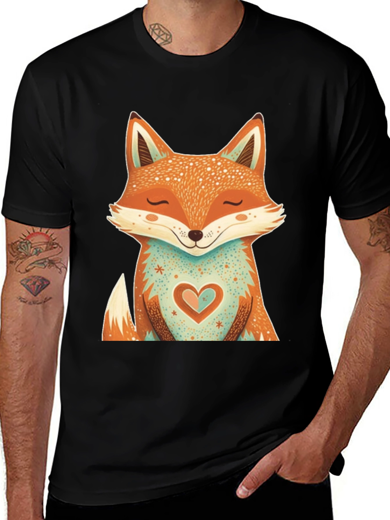 Variant 18 of Fox Heart Graphic Tee - Comfort & Style