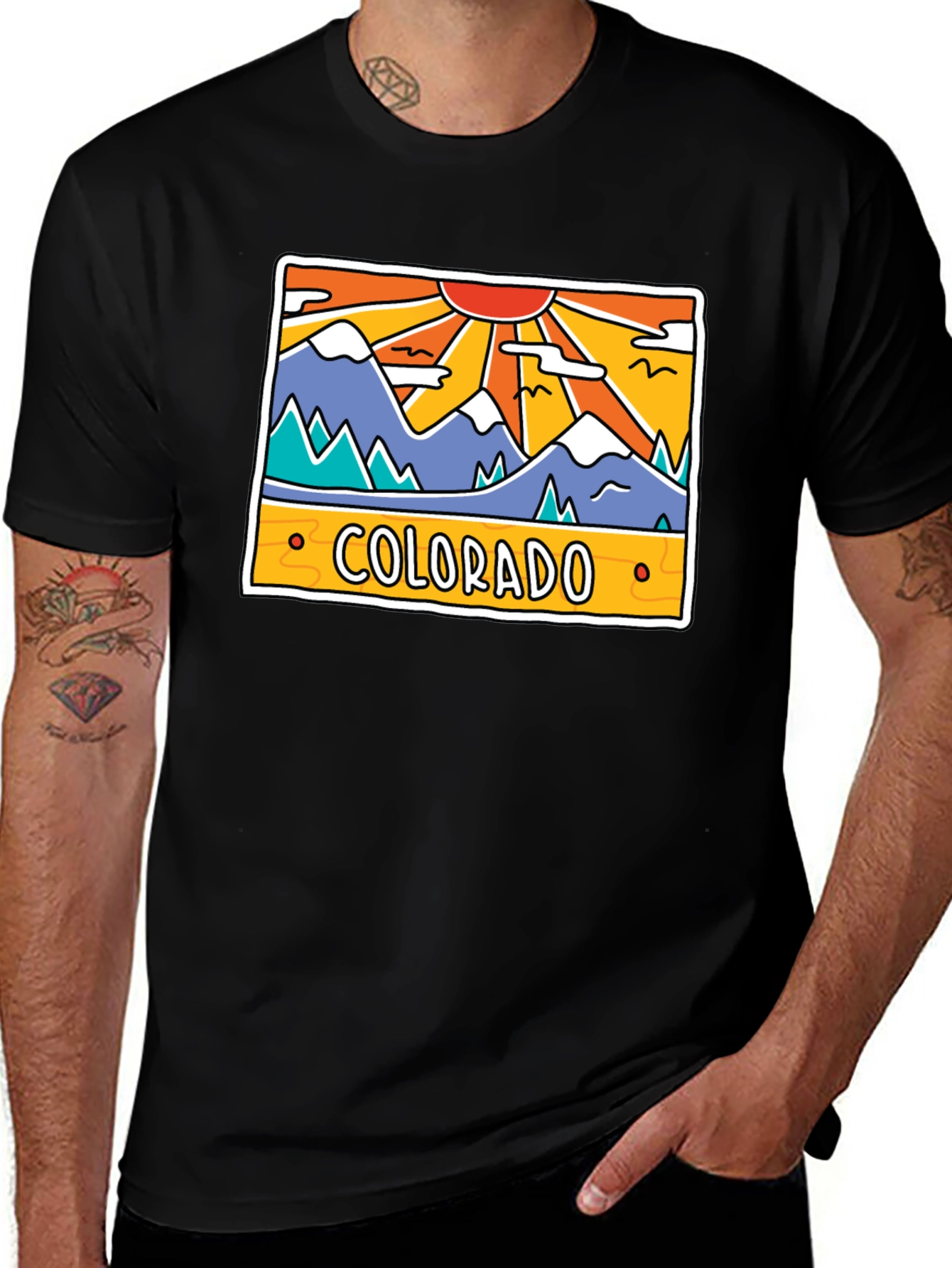 Variant 15 of Colorado Mountain Graphic T-Shirt - Retro Style