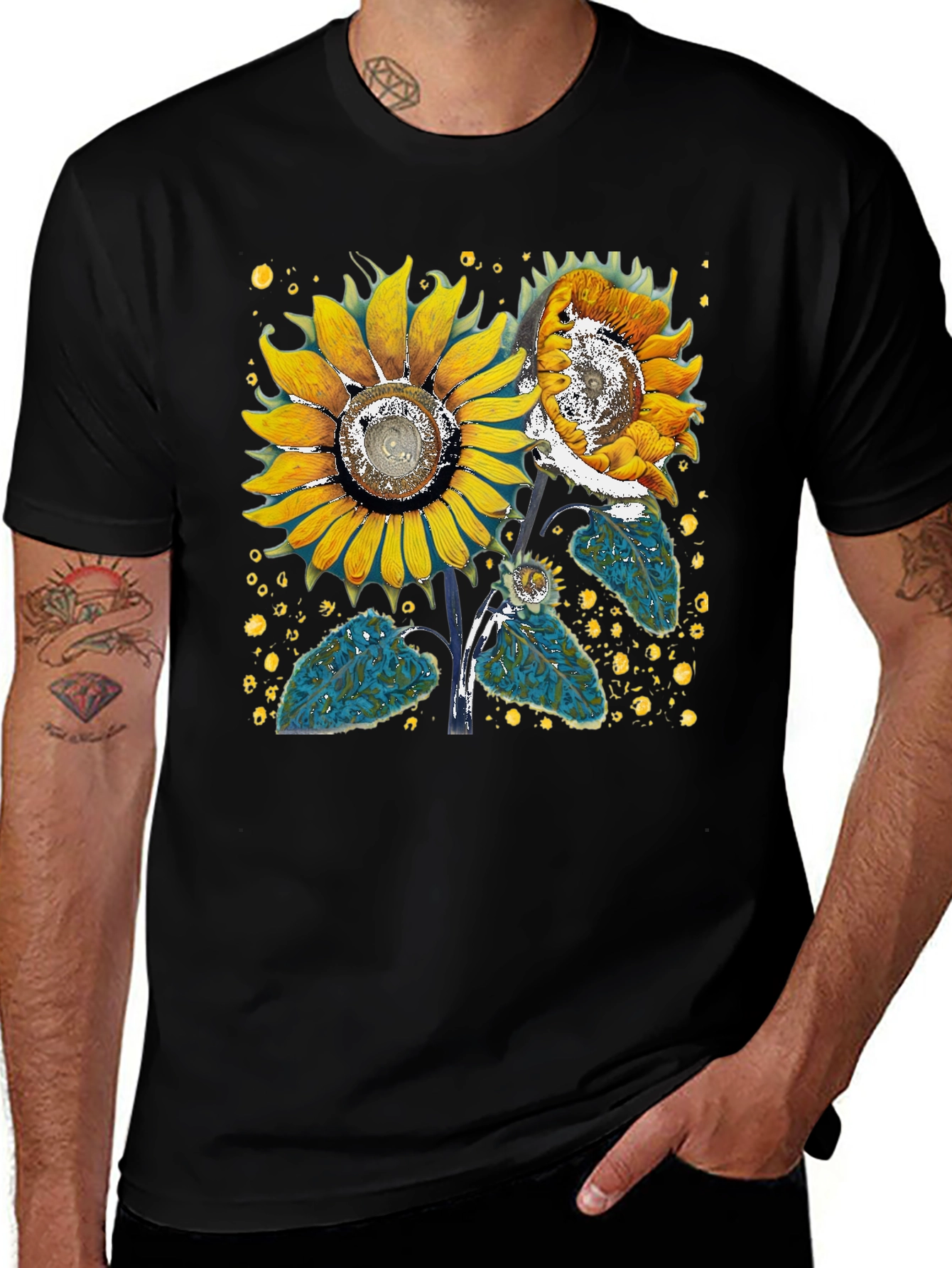 Variant 28 of Sunflower Graphic Black T-Shirt