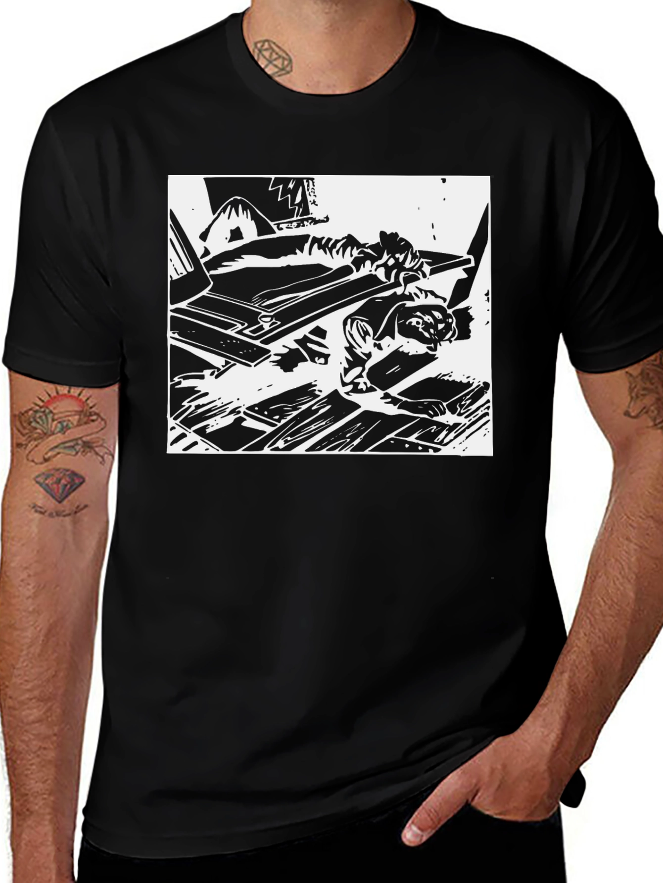 Variant 2 of Abstract Black and White Graphic Tee