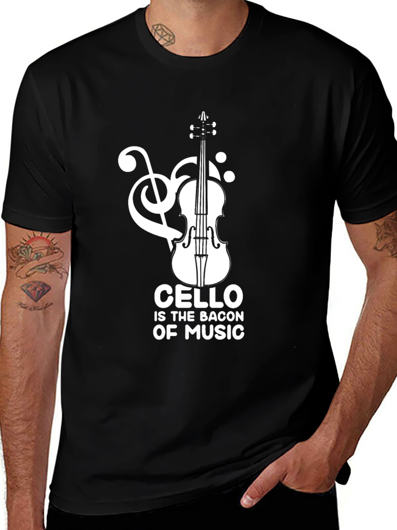 Variant 23 of Cello Is The Bacon Of Music Black T-Shirt