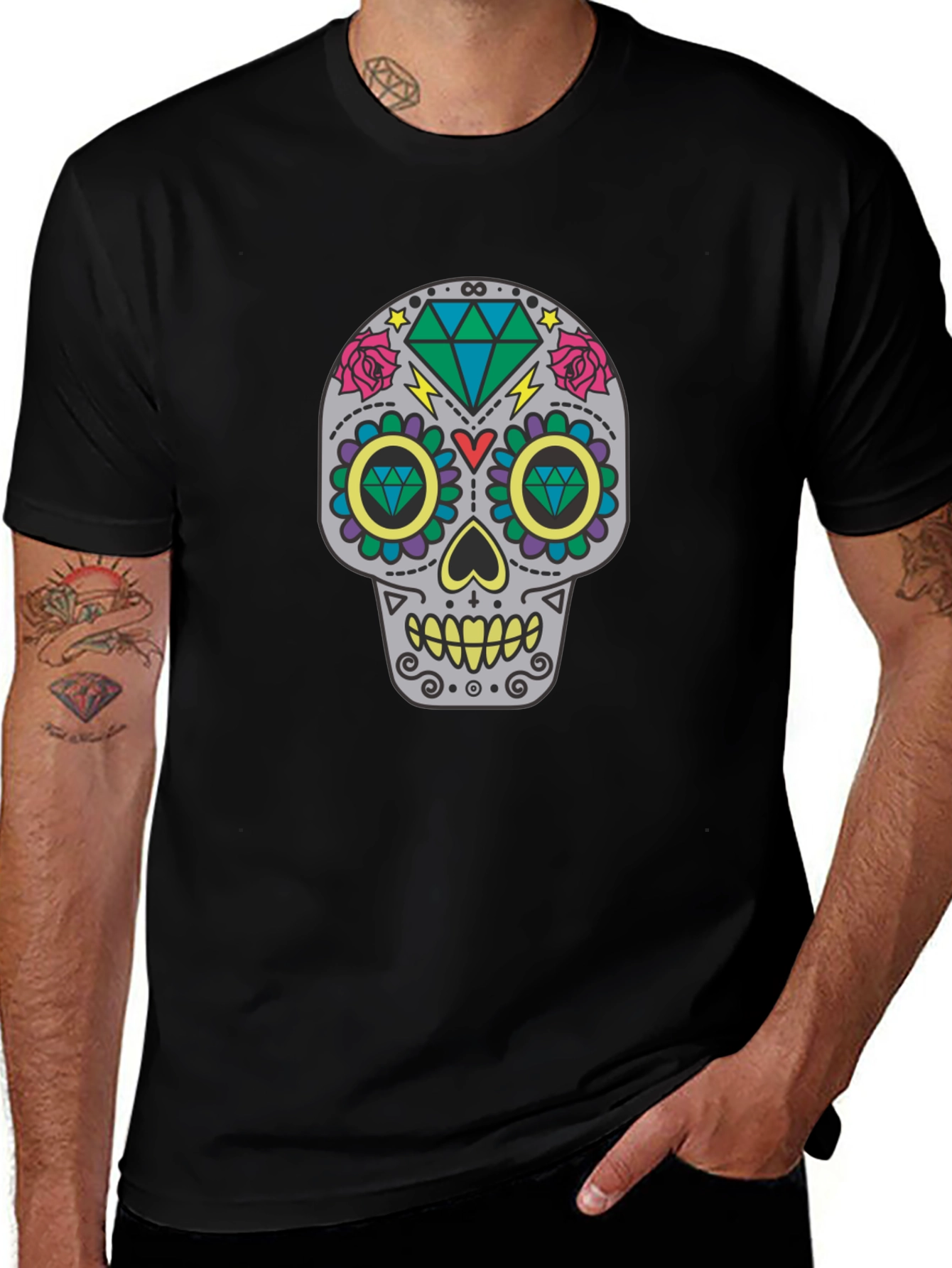 Variant 3 of Sugar Skull Graphic Tee - Dia de los Muertos Style