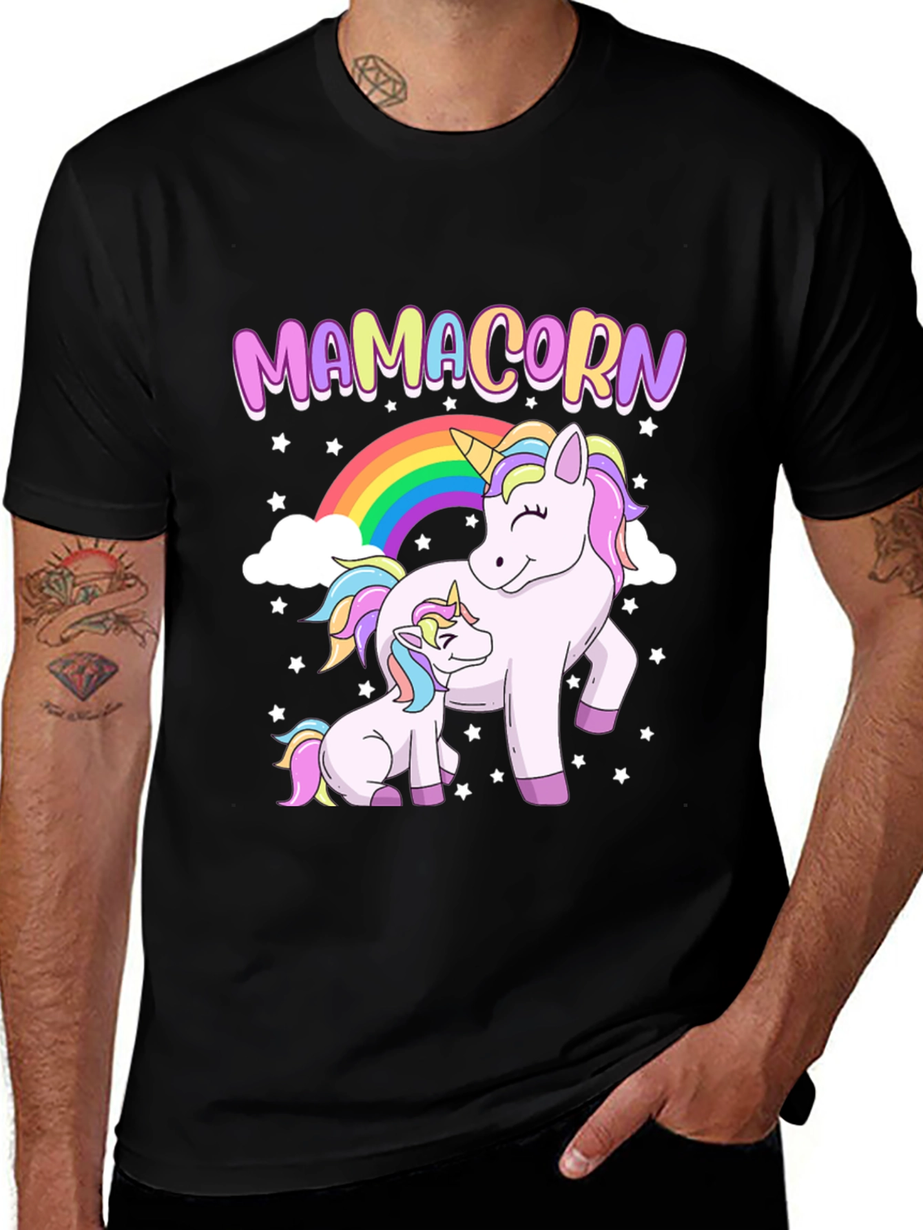 Variant 25 of Mamacorn Unicorn Graphic Tee - Black