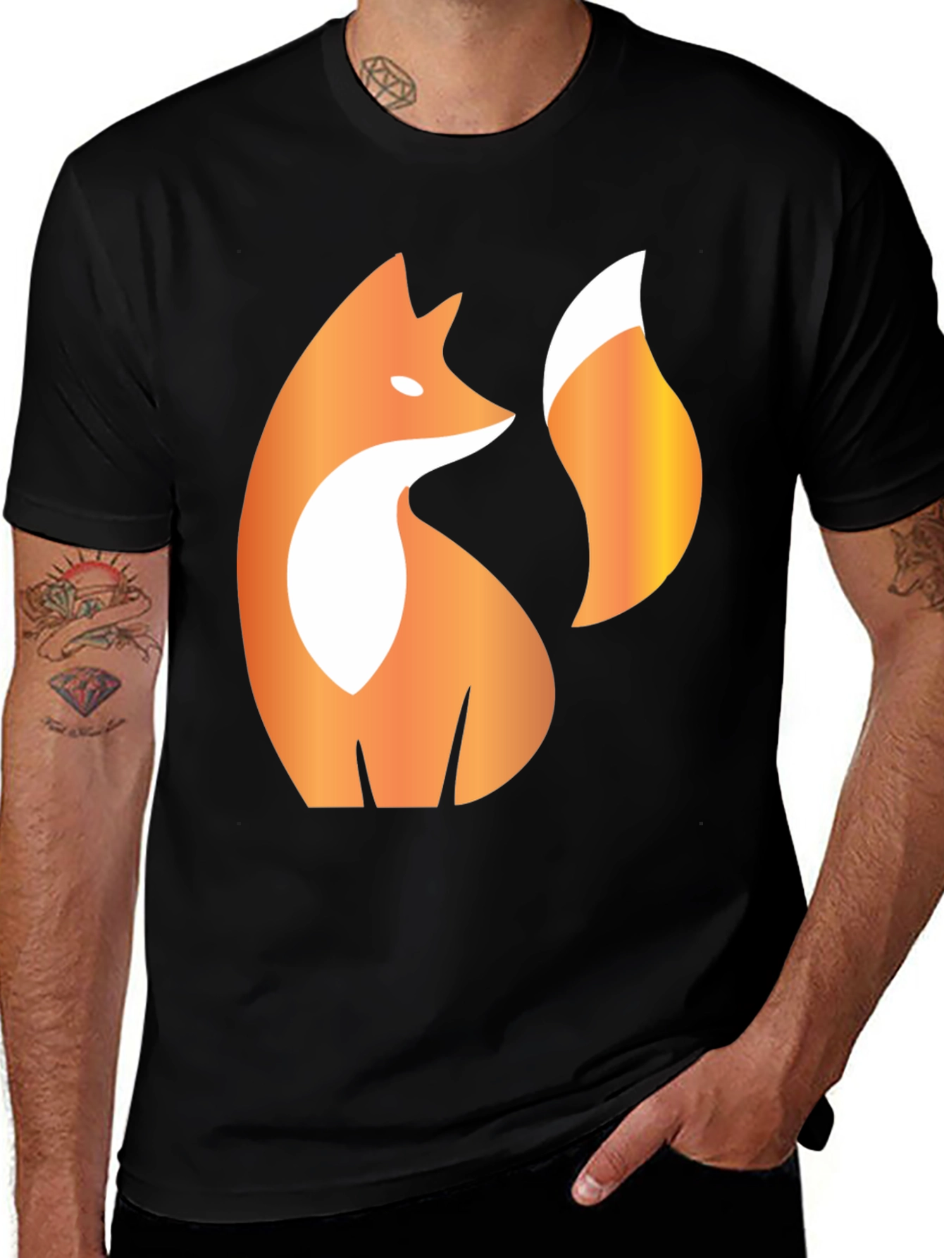 Variant 30 of Stylish Fox Graphic Black T-Shirt