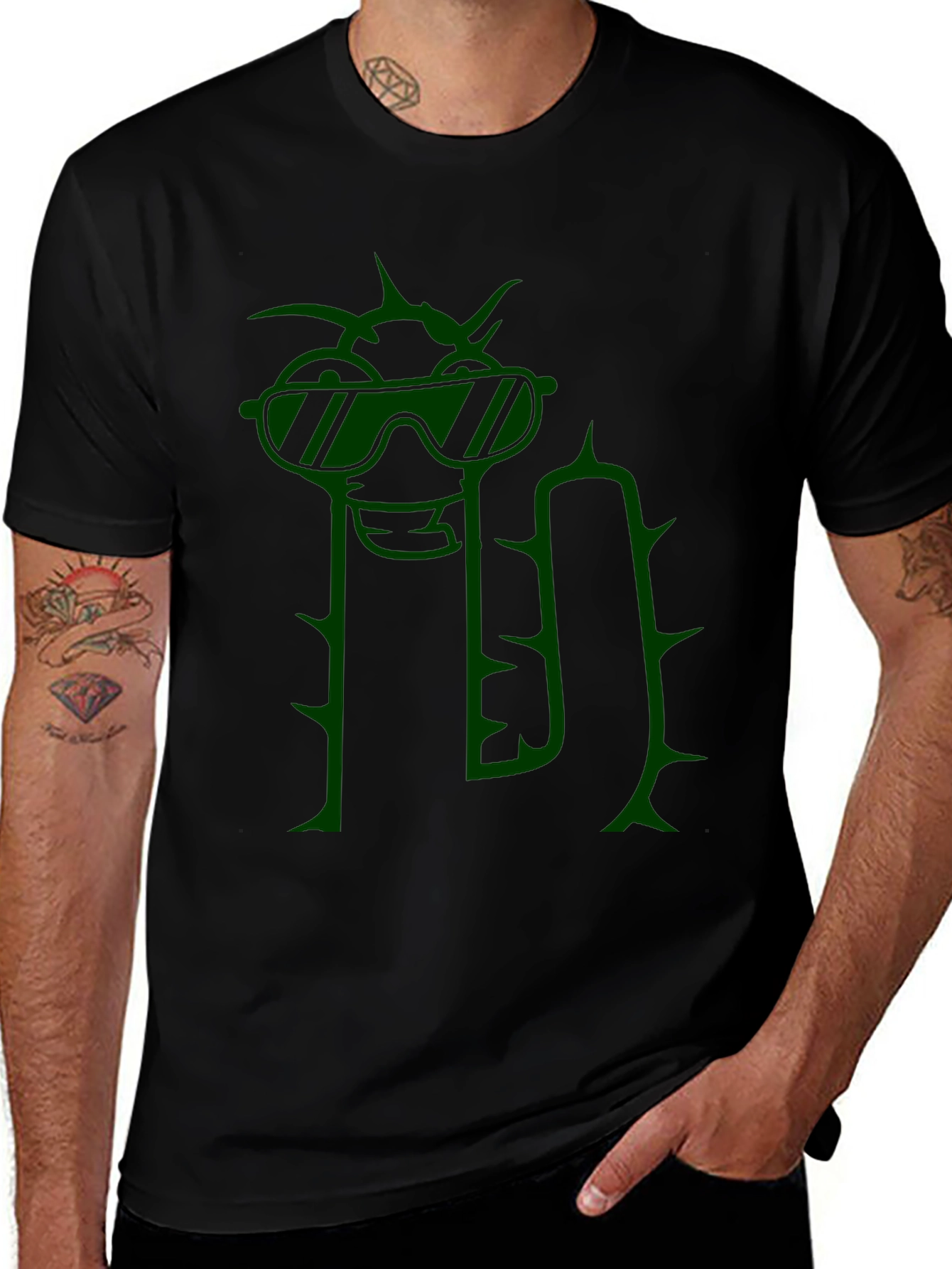 Variant 5 of Cool Cactus Graphic Tee - Men's Black T-Shirt