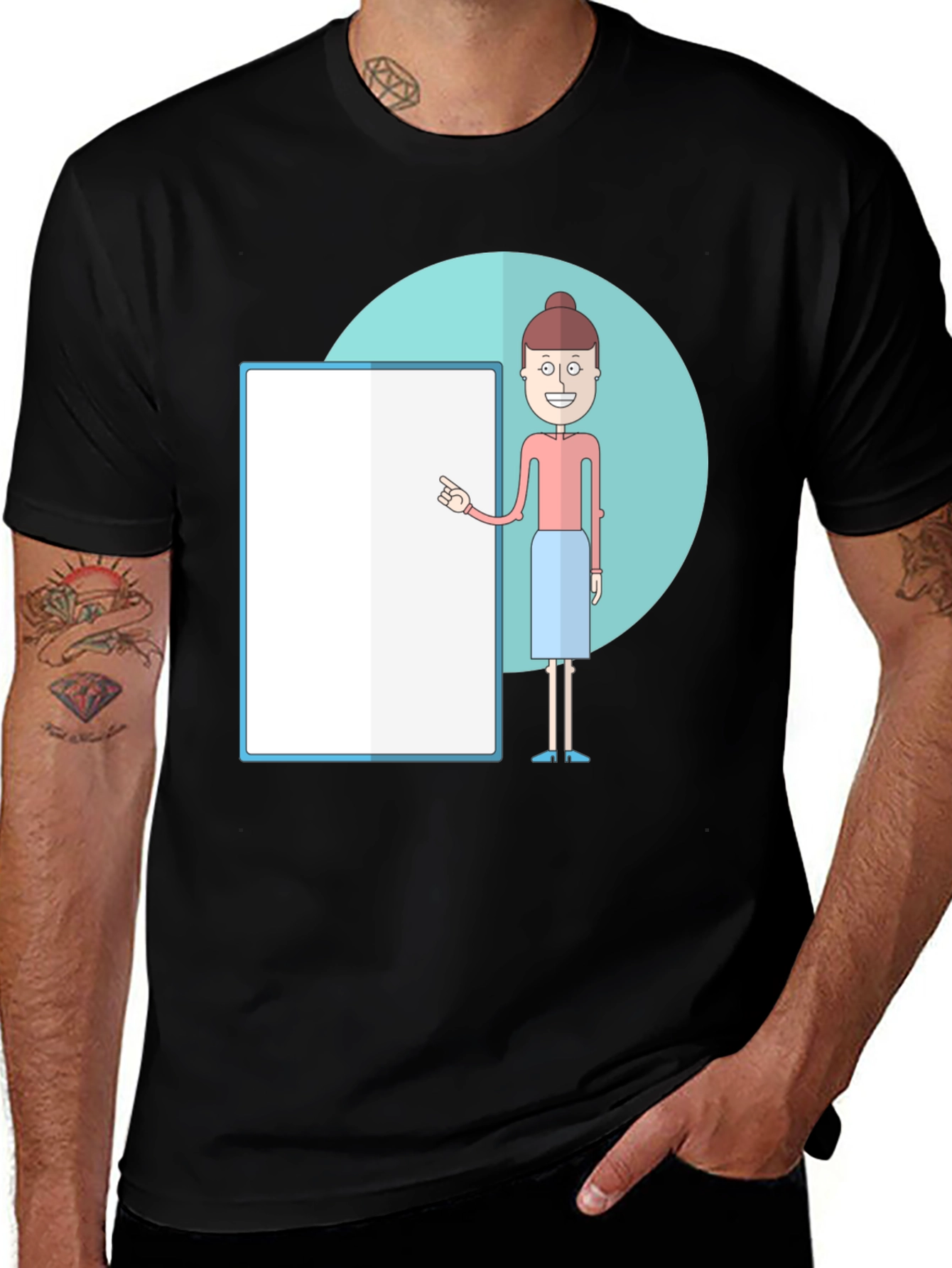 Variant 8 of Cartoon Teacher Graphic Tee - Unisex Black T-Shirt