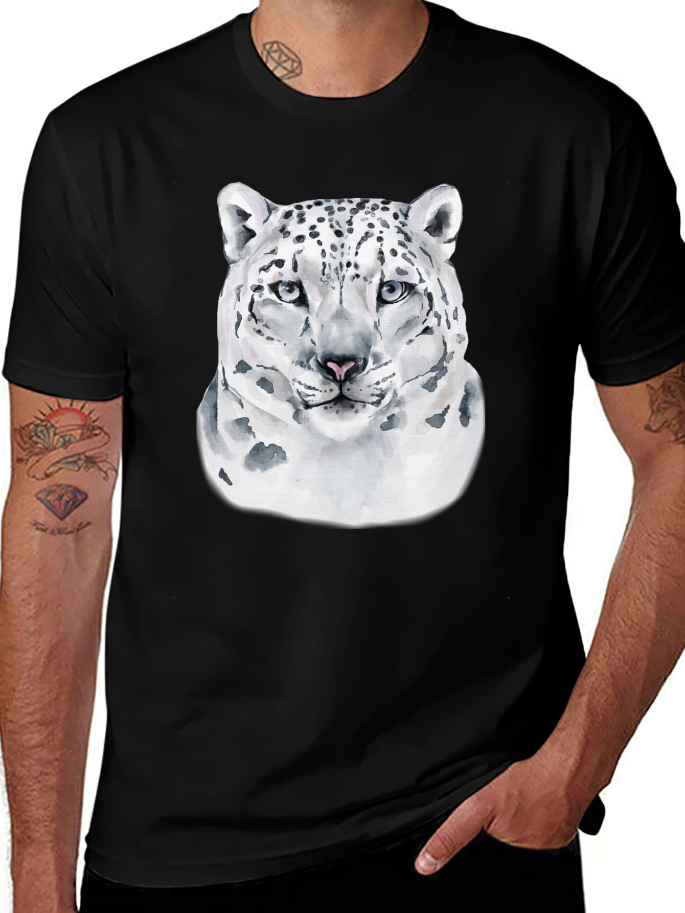 Variant 14 of Snow Leopard Graphic T-Shirt - Cool Cat Design