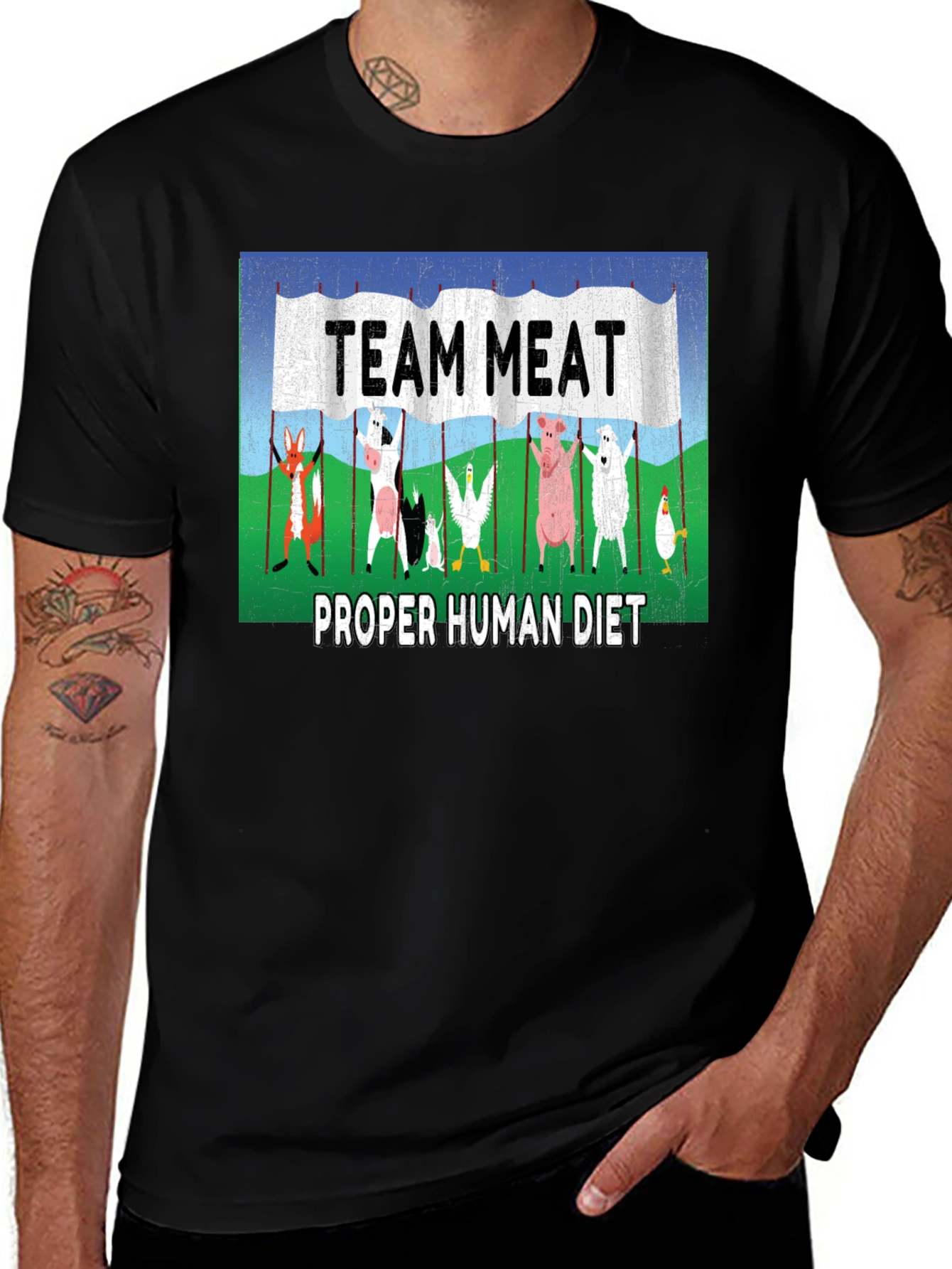 Team Meat Proper Human Diet Graphic T-Shirt