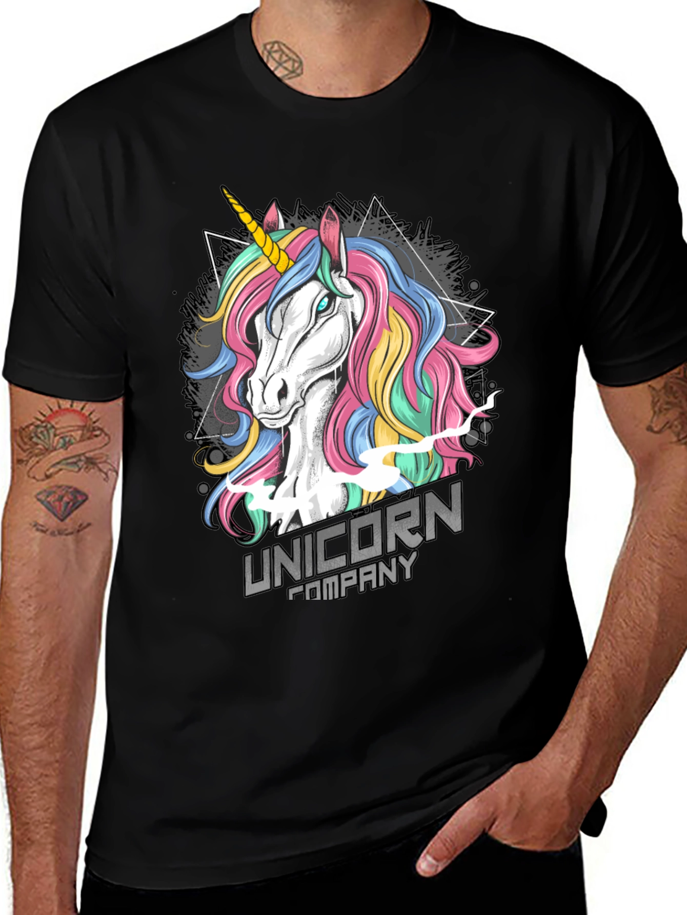 Variant 19 of Unicorn Company Graphic T-Shirt - Men's Black Tee