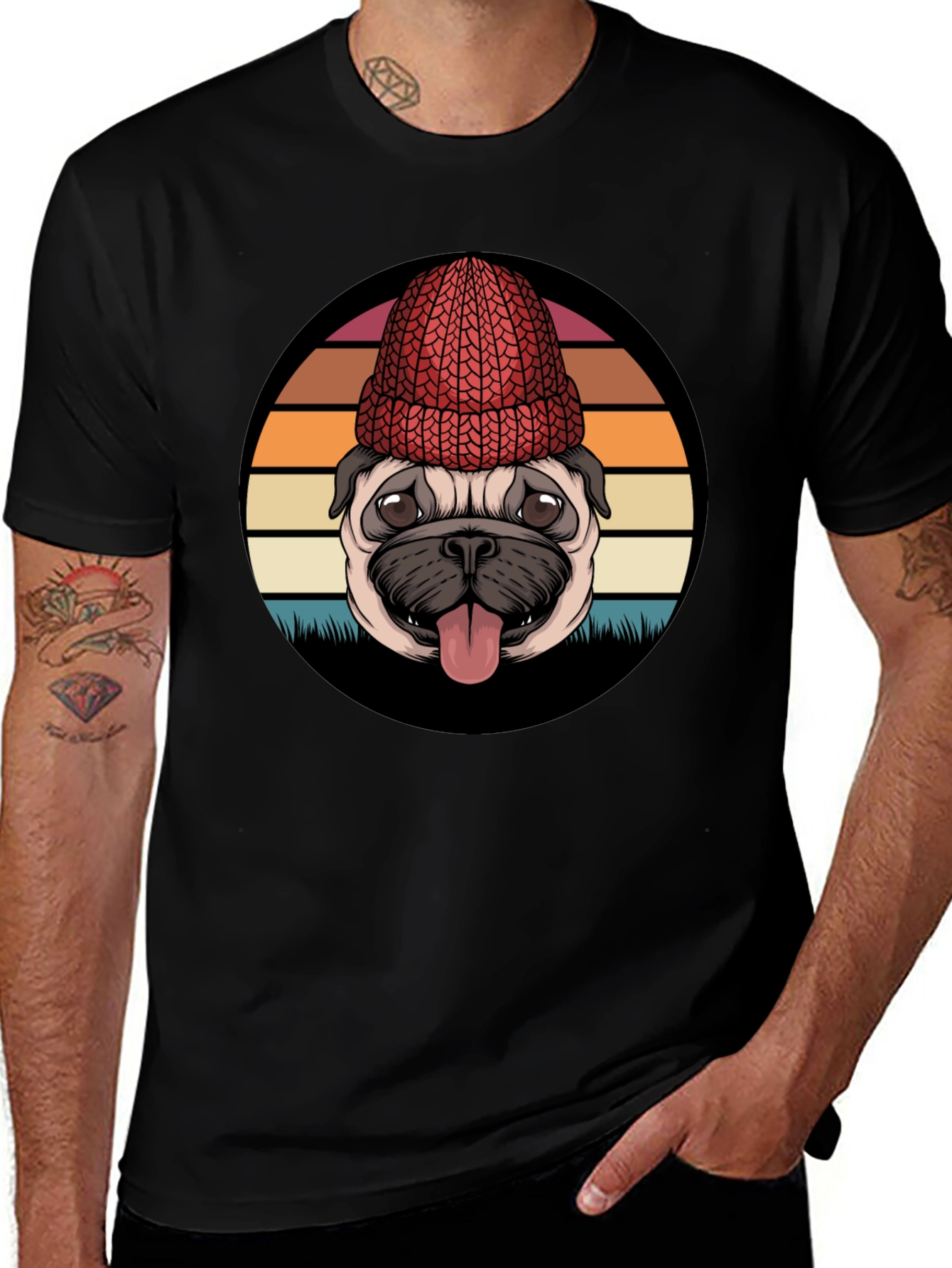 Variant 13 of Pug in Beanie Graphic Tee - Trendy Dog Lover T-Shirt