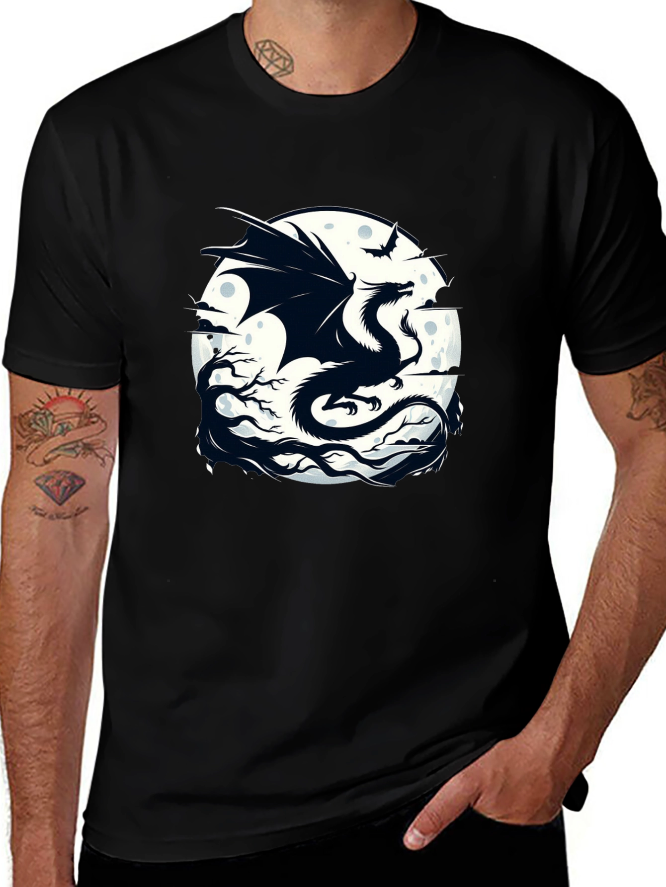 Variant 29 of Dragon Moon Graphic Tee - Black