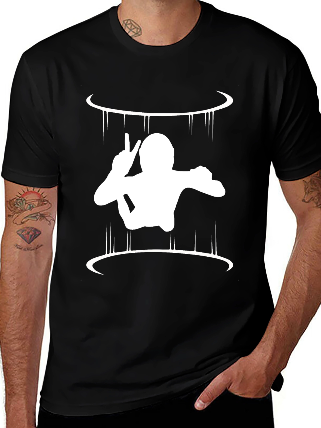 Variant 27 of Skydiver Graphic Tee - Black Cotton Comfort