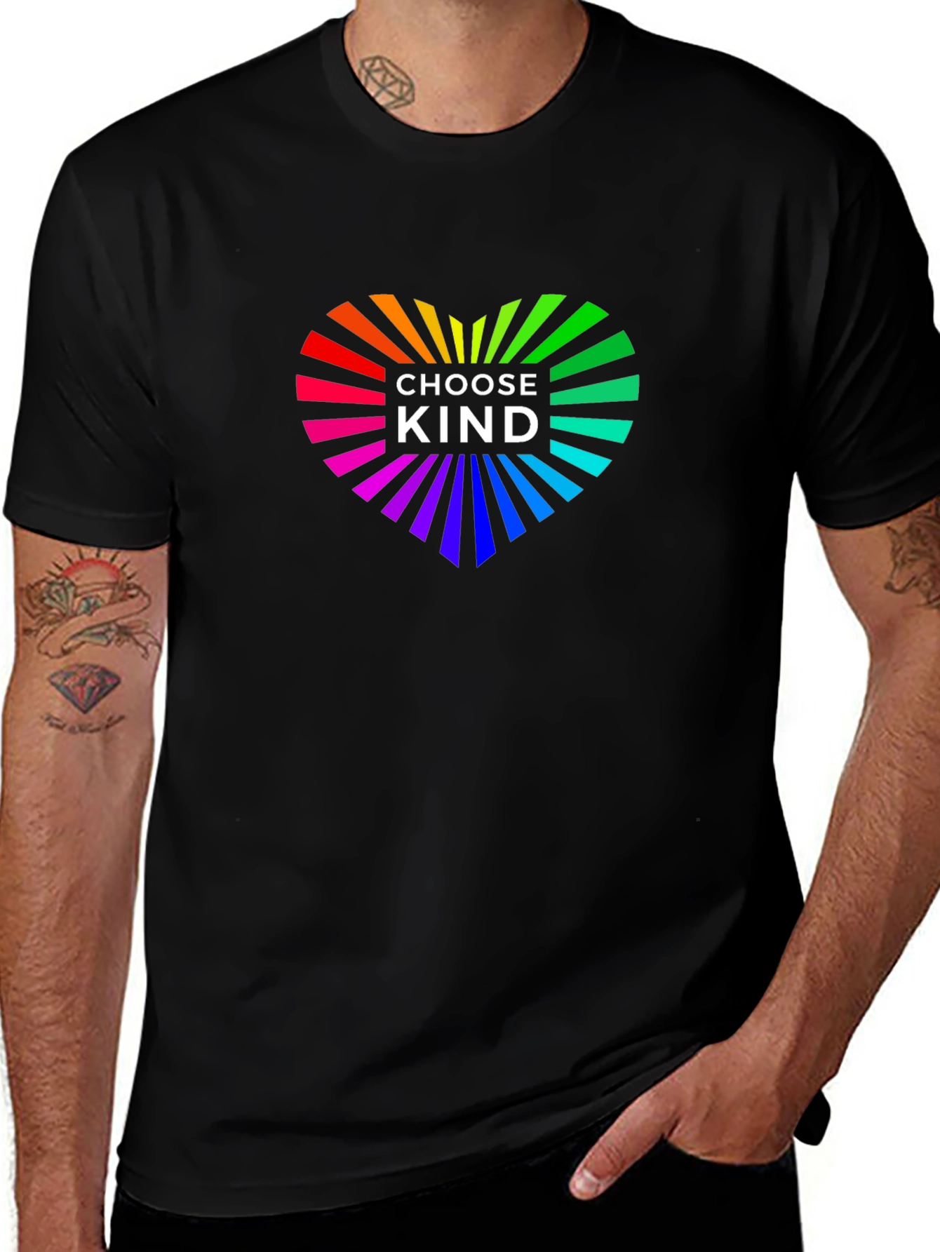 Variant 18 of Choose Kind Rainbow Heart Graphic T-Shirt