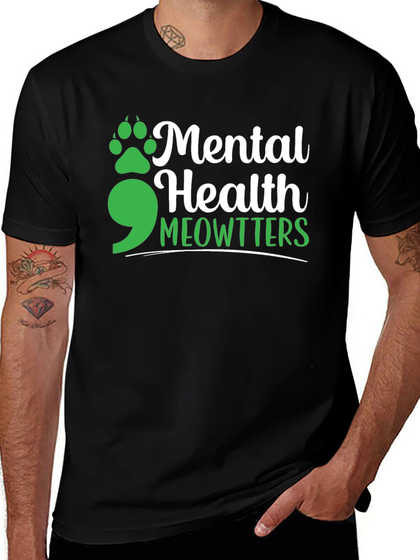 Variant 2 of Mental Health Meowtters Black Tee
