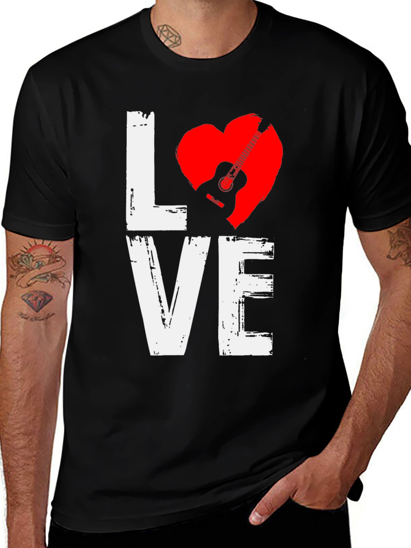 Variant 4 of Guitar Love Graphic T-Shirt - Black