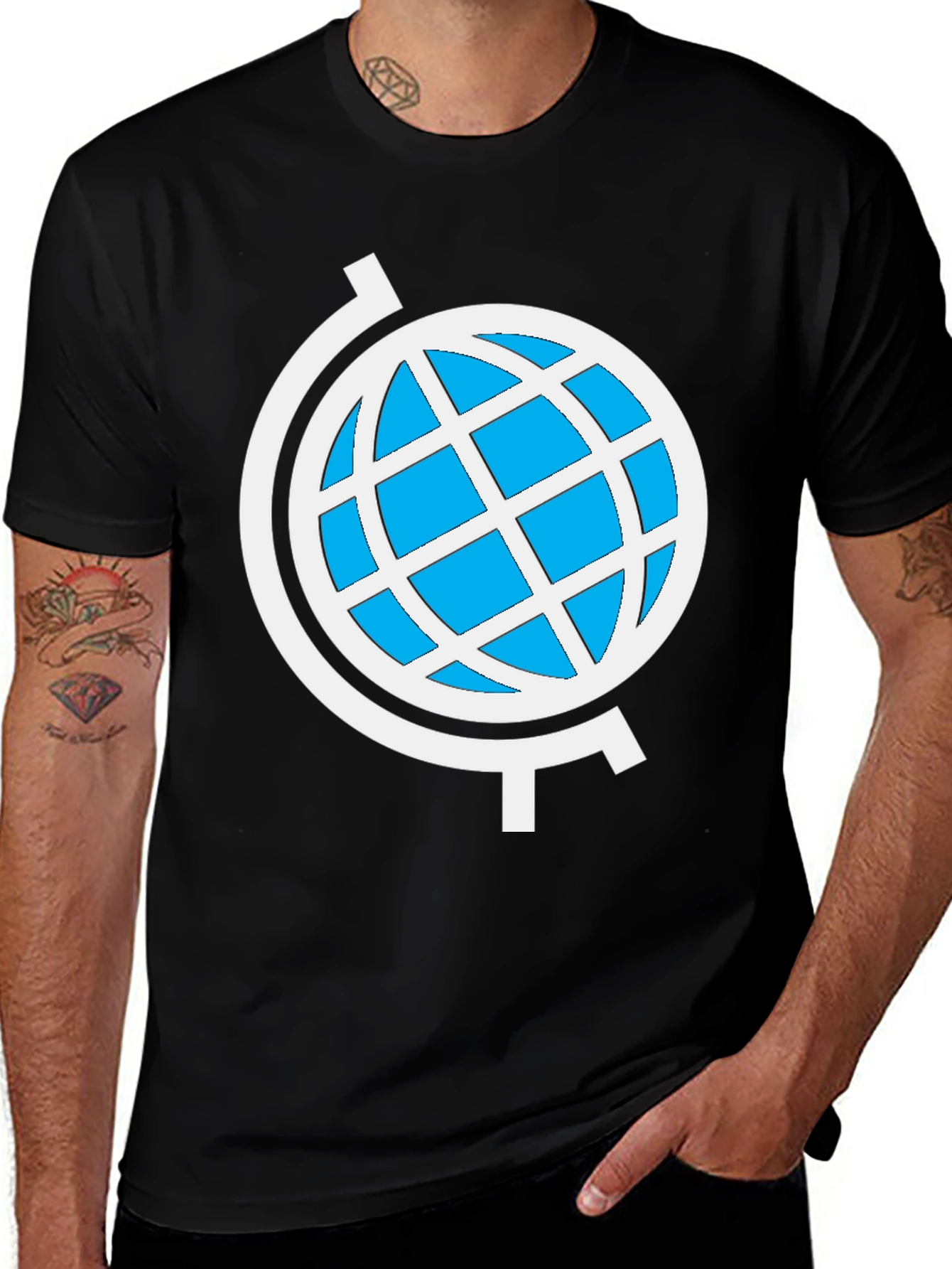 Variant 8 of Globe Graphic Black T-Shirt - Stylish World Design