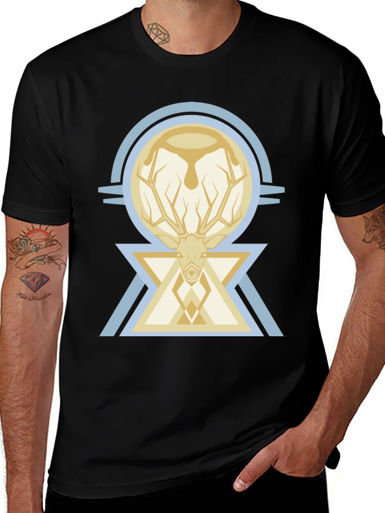 Variant 11 of Geometric Deer Graphic Tee - Modern Style