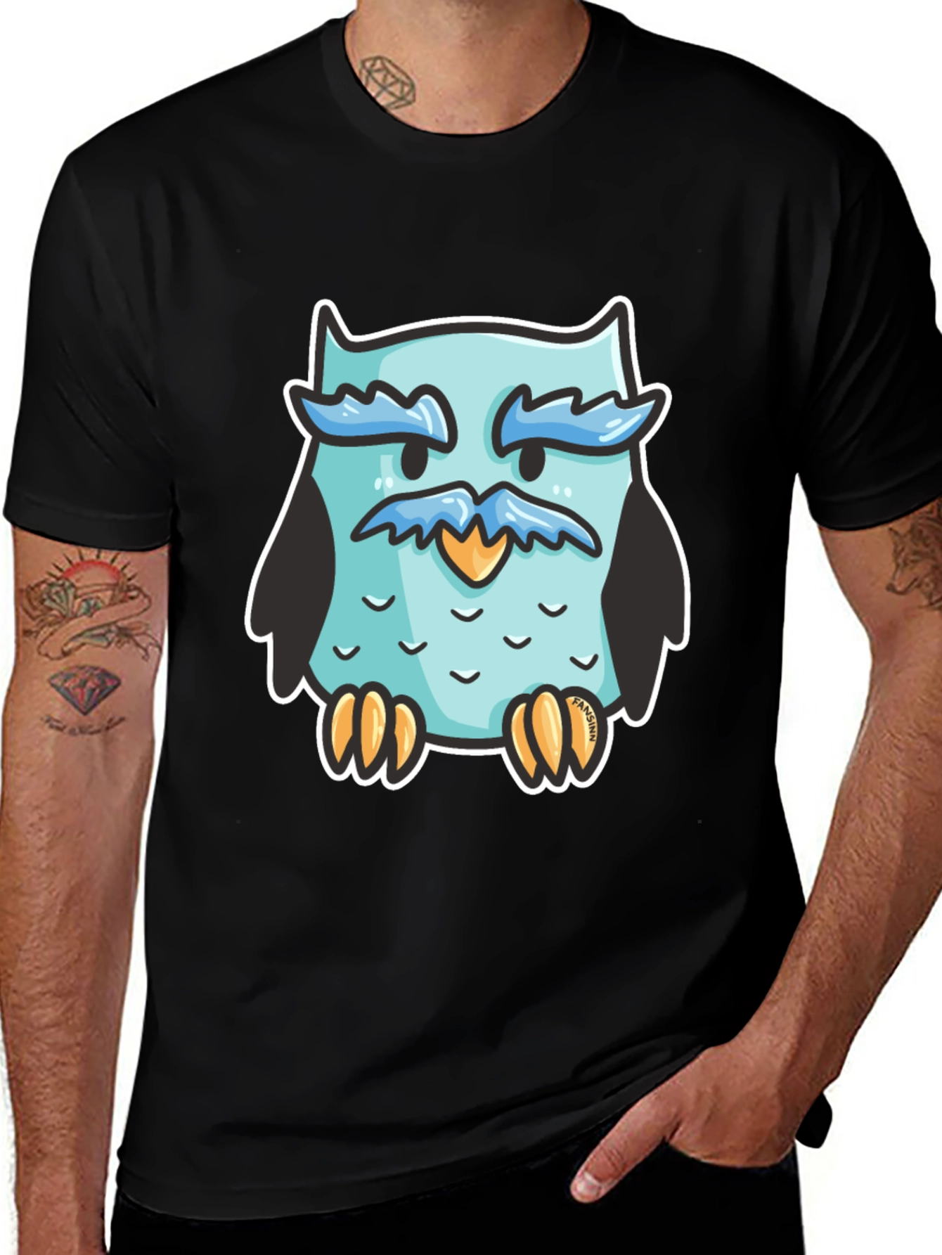 Variant 28 of Cool Owl Graphic Tee - Black Cotton Blend