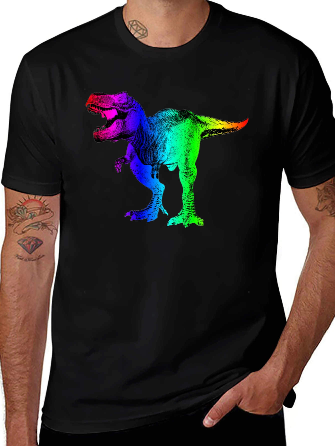 Variant 20 of Rainbow Dinosaur Graphic T-Shirt