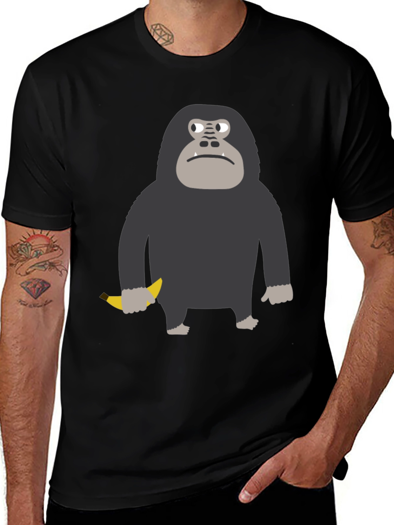 Variant 4 of Grumpy Gorilla Banana Graphic Tee