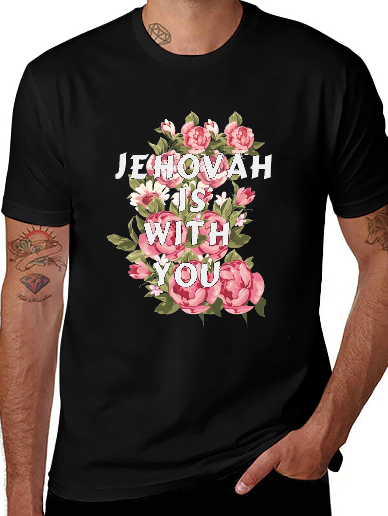 Variant 17 of Jehovah Is With You Floral T-Shirt