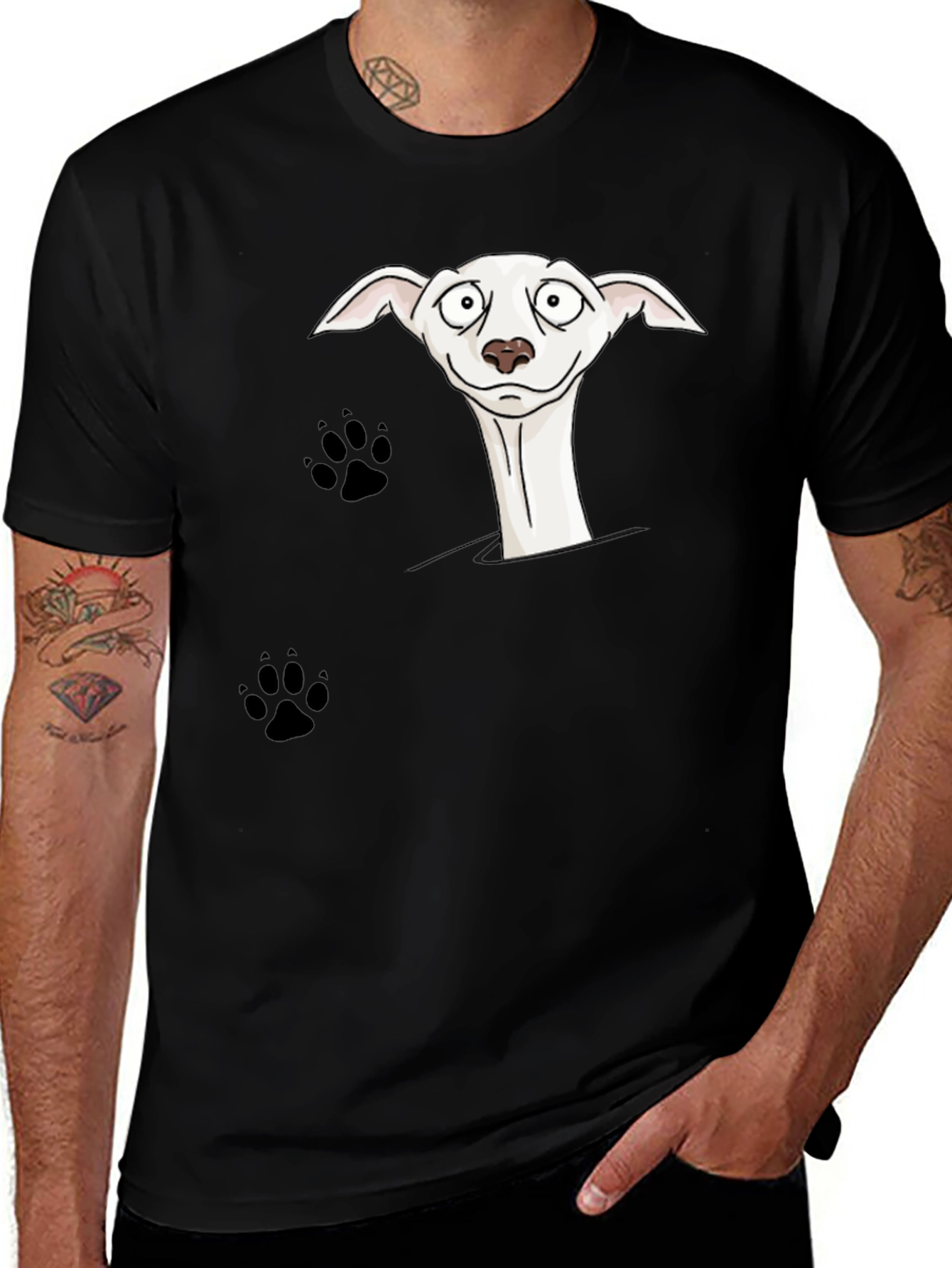 Variant 6 of Cartoon Dog Graphic Black T-Shirt