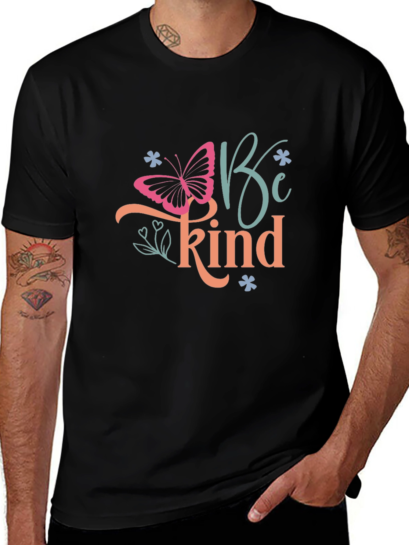 Variant 6 of Be Kind Butterfly Graphic T-Shirt - Black