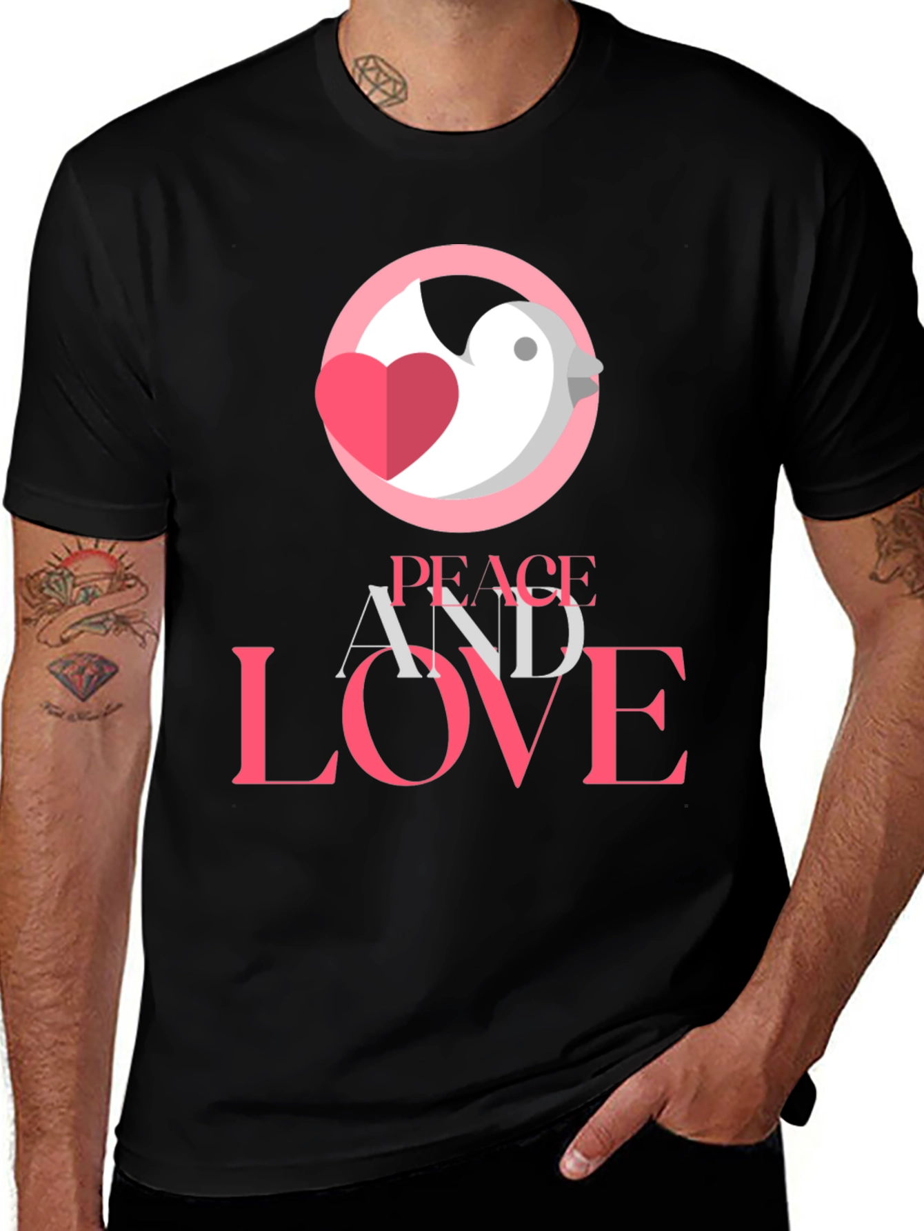 Variant 2 of Peace and Love Graphic Tee - Stylish Black T-Shirt