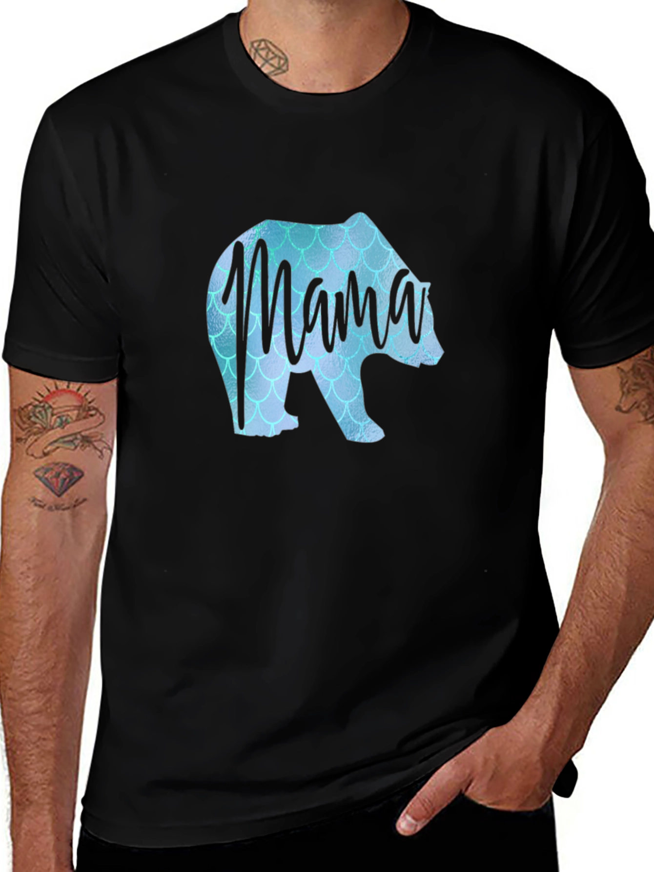 Mama Bear Mermaid Scale Graphic Tee