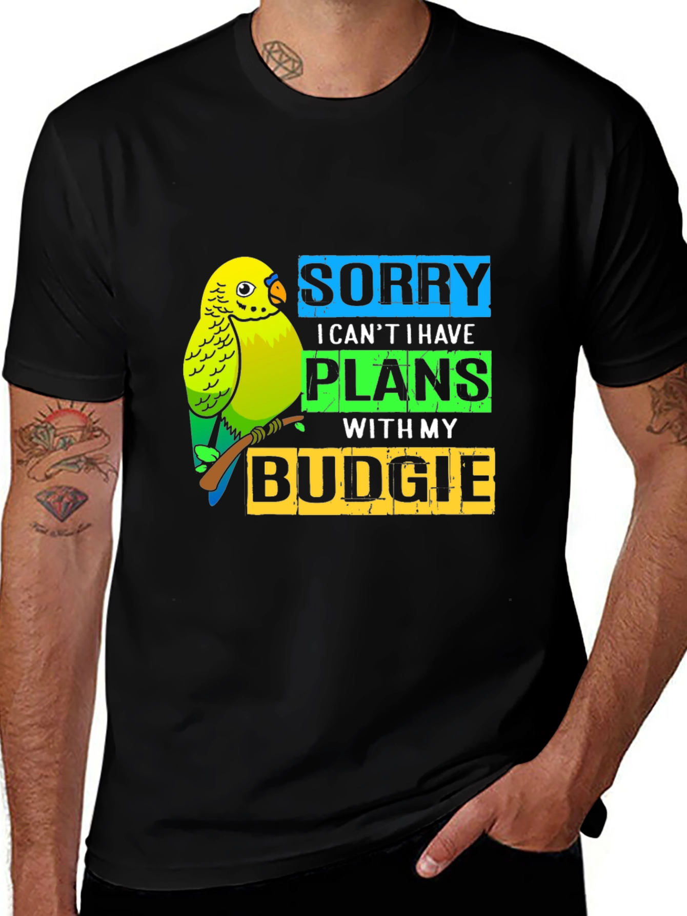 Variant 21 of Funny Budgie Parrot T-Shirt - Sorry I Have Plans