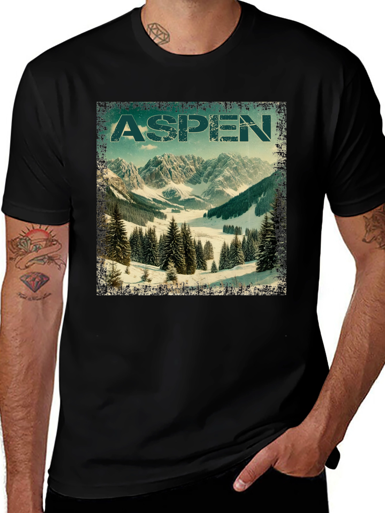 Aspen Mountain T-Shirt, Vintage Style
